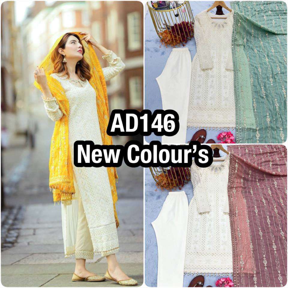 AD 146 GEORGETTE BEAUTIFUL DESIGNER LOOK PARTY WEAR LADIES SUIT 