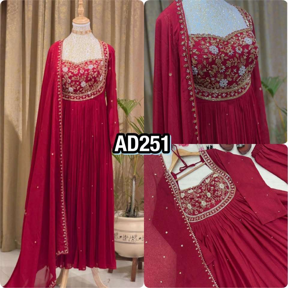 AD 251 GEORGETTE HEAVY DESIGNER WORK PARTY WEAR GOWN DRESS 