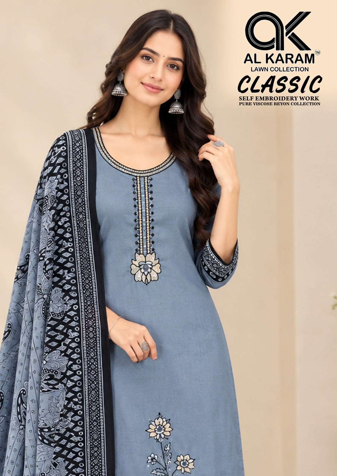 AL KARAM CLASSIC RAYON FANCY WORKS LADIES SALWAR SUIT 
