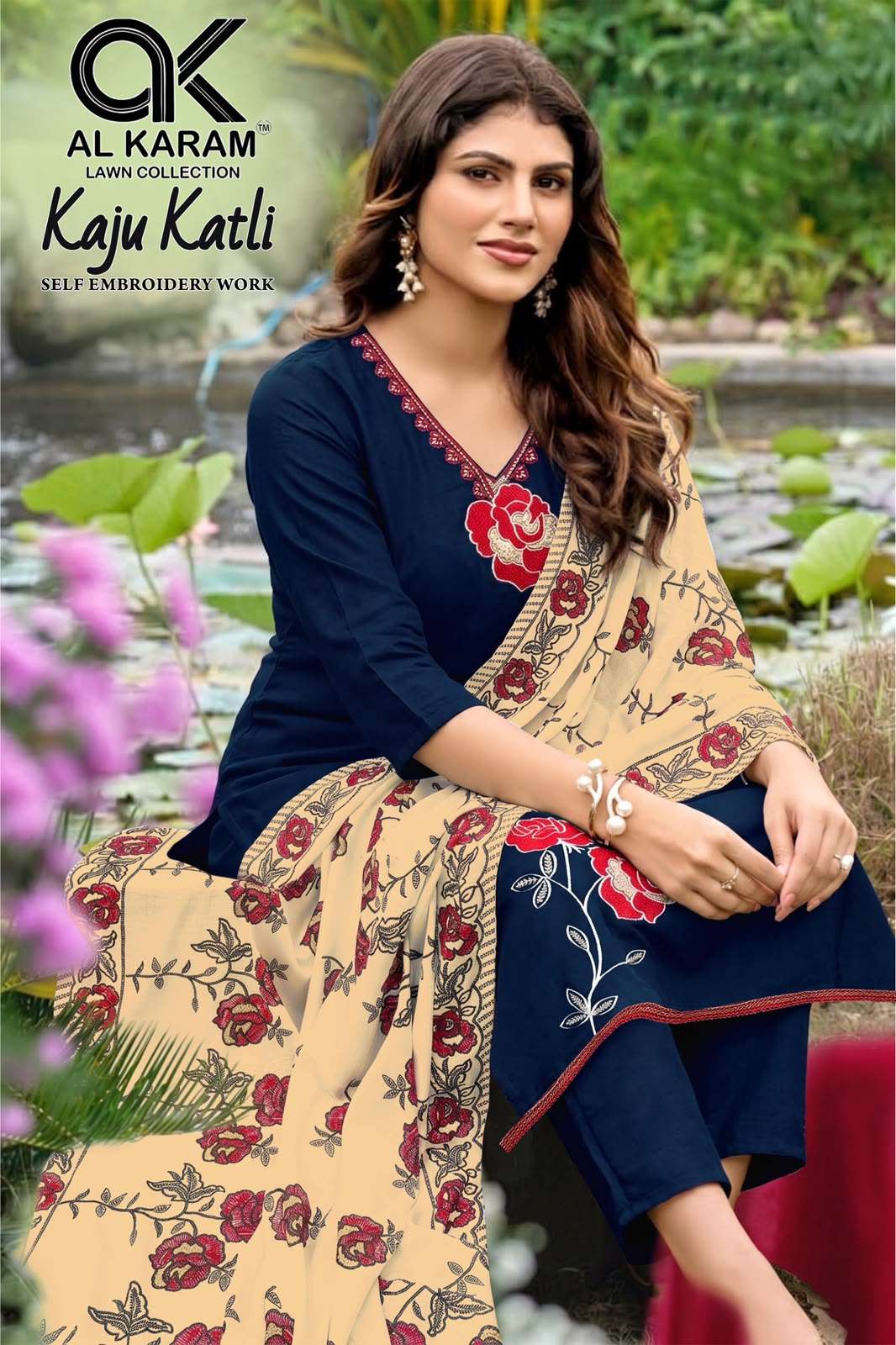AL KARAM KAJU KATLI RAYON FANCY WORKS LADIES SUIT