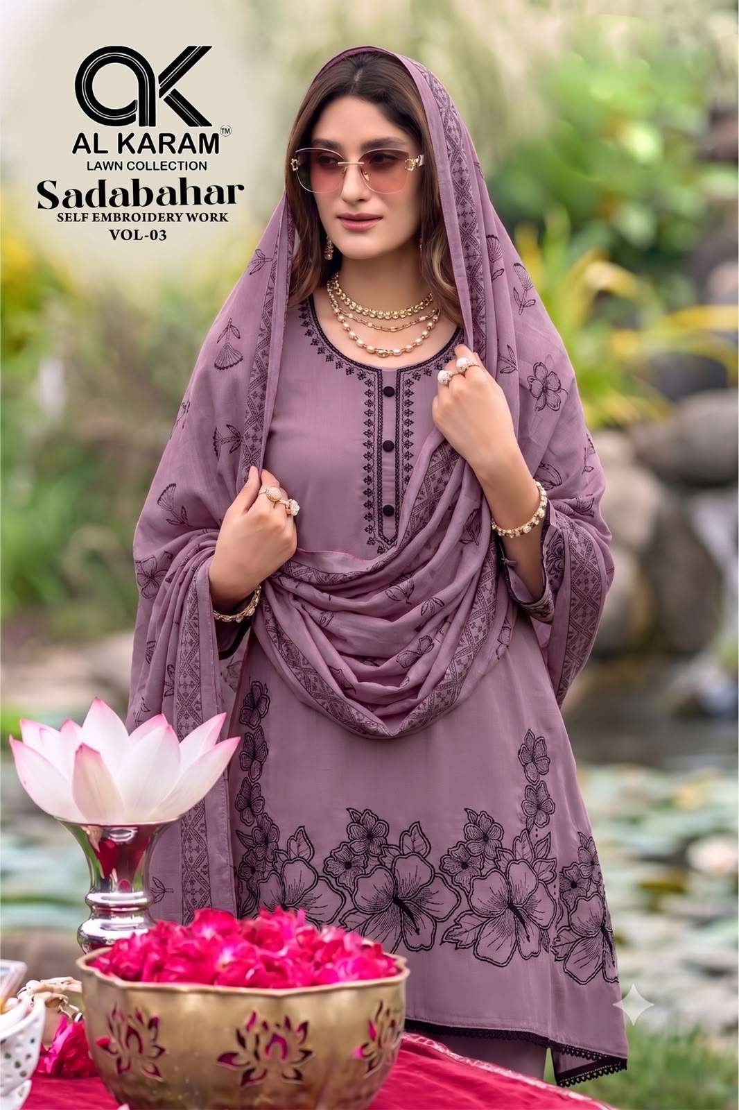 AL KARAM SADABAHAR VOL 3 RAYON FANCY EMBROIDERIES WORK SUIT