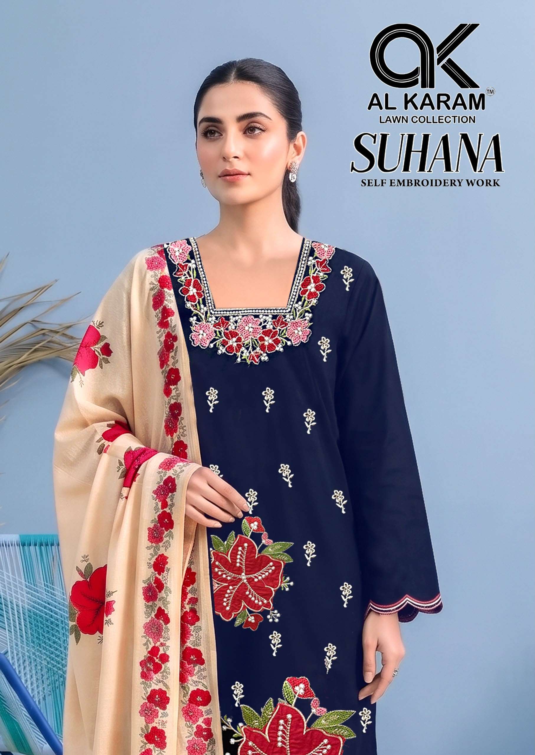 AL KARAM SUHANA RAYON FANCY EMBROIDERY WORKS LADIES SALWAR SUIT 