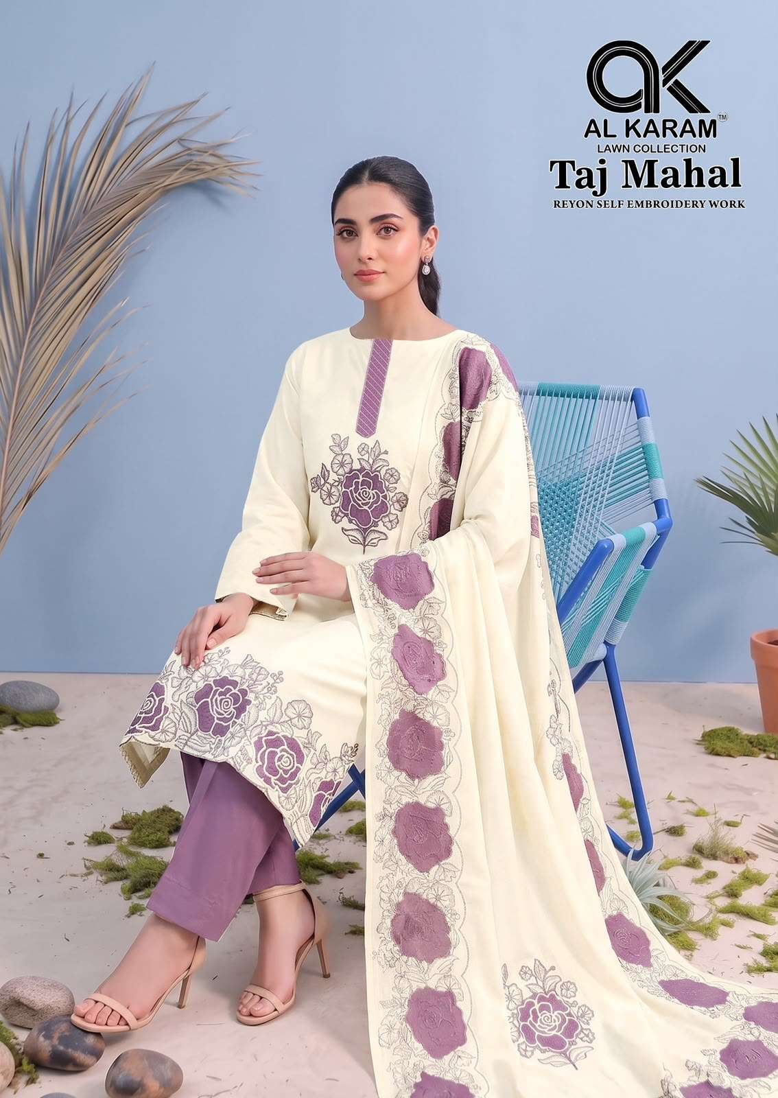 AL KARAM TAJ MAHAL RAYON FANCY EMBROIDERY WORKS SUIT