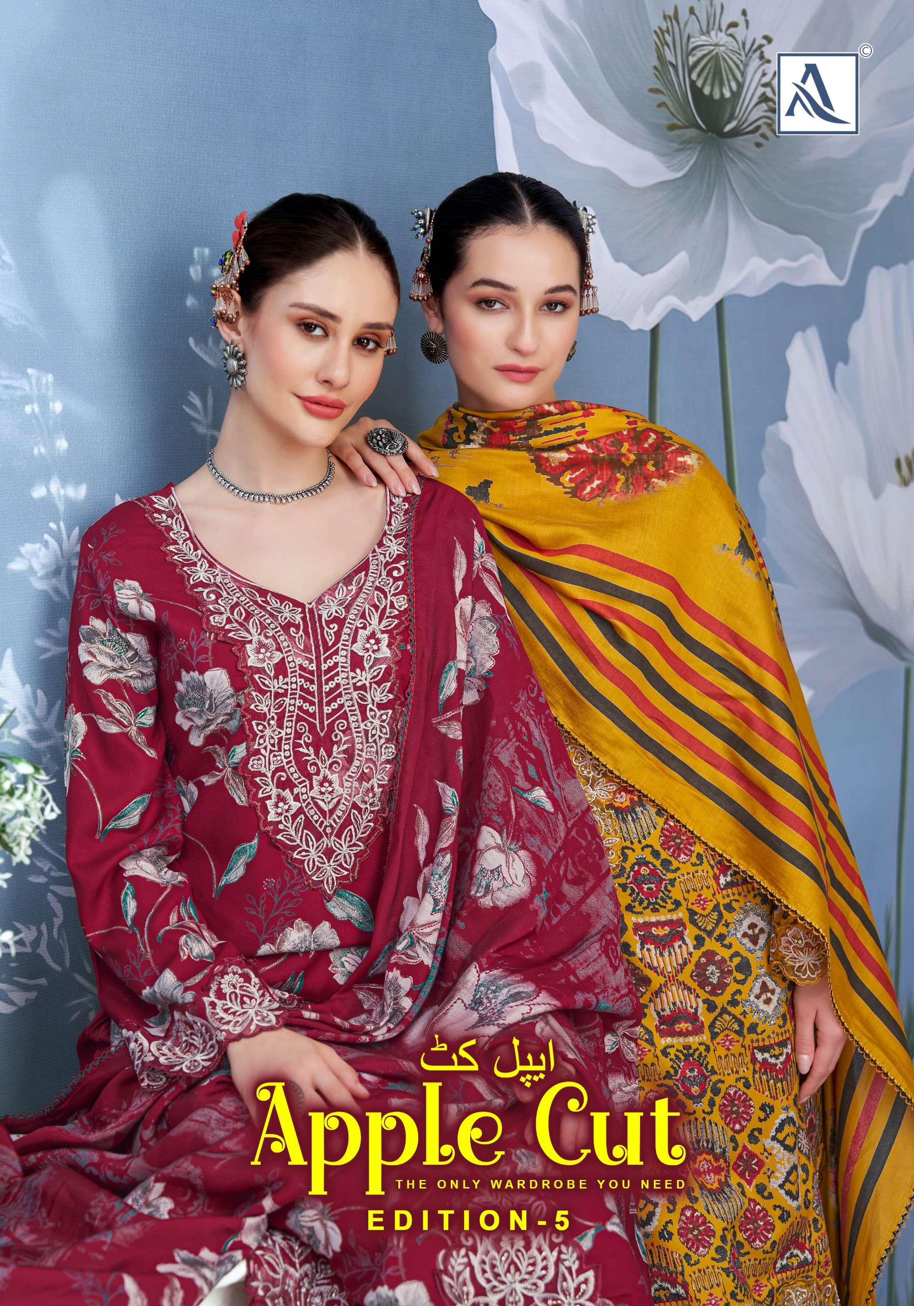 ALOK SUITS APPLE CUT EDITION 5 VISCOSE FOIL PRINT WITH FANCY EMBROIDERY WORK SUIT