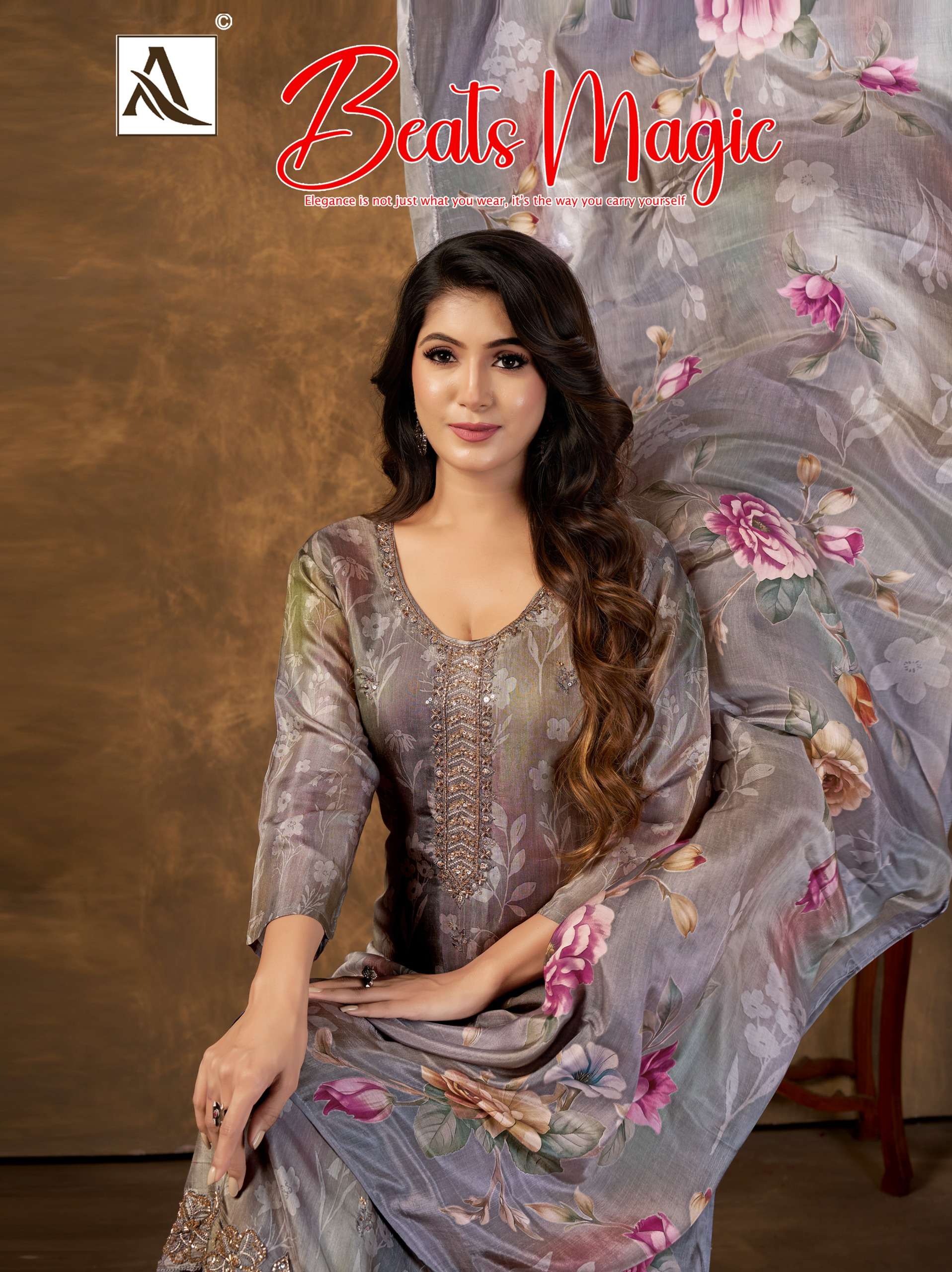 ALOK SUITS BEATS MAGIC VISCOSE DIGITAL PRINT WITH HEAVY DESIGNER WORK SUIT