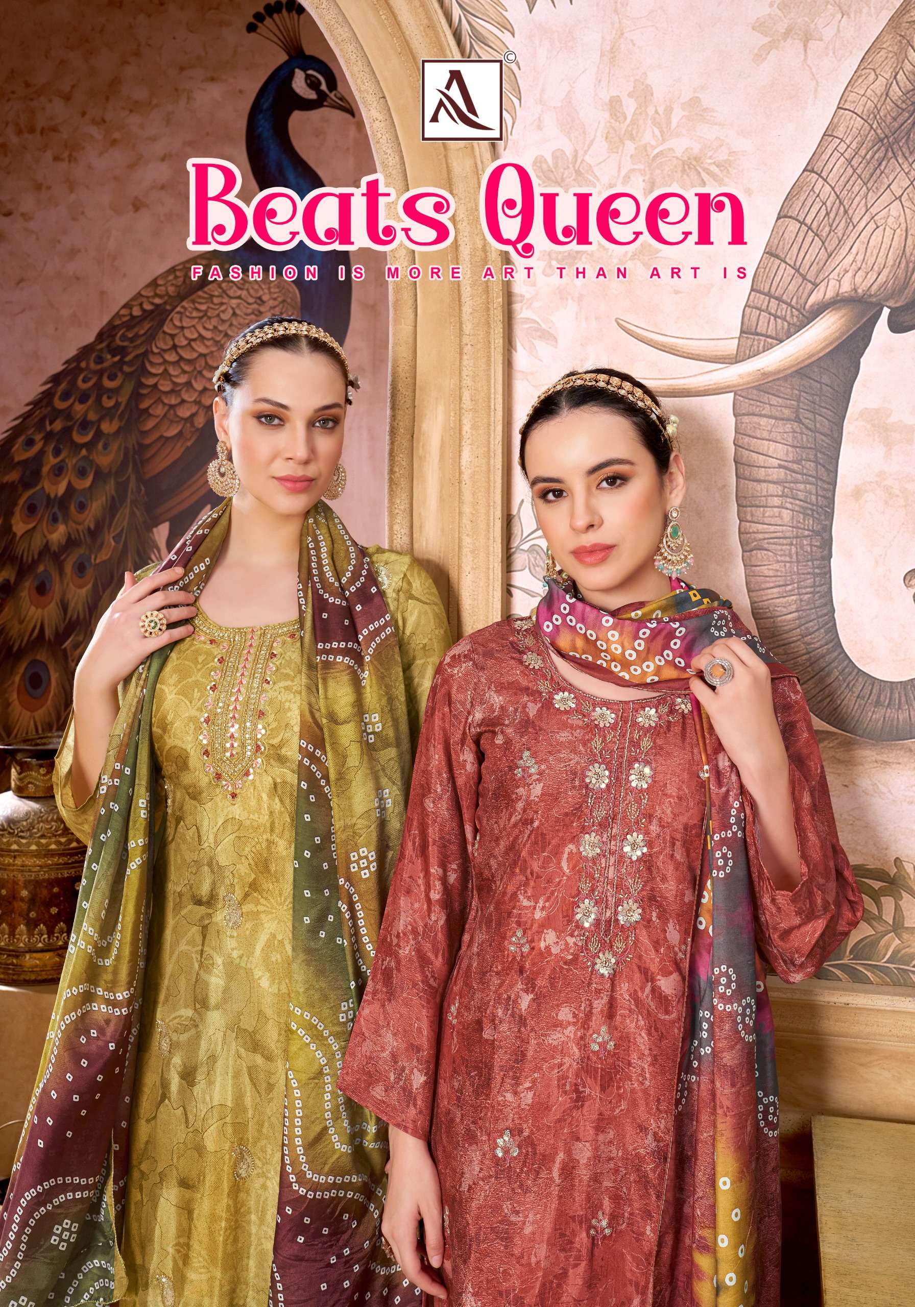 ALOK SUITS BEATS QUEEN VISCOSE DIGITAL PRINT WITH FANCY DESIGNER WORK SUIT