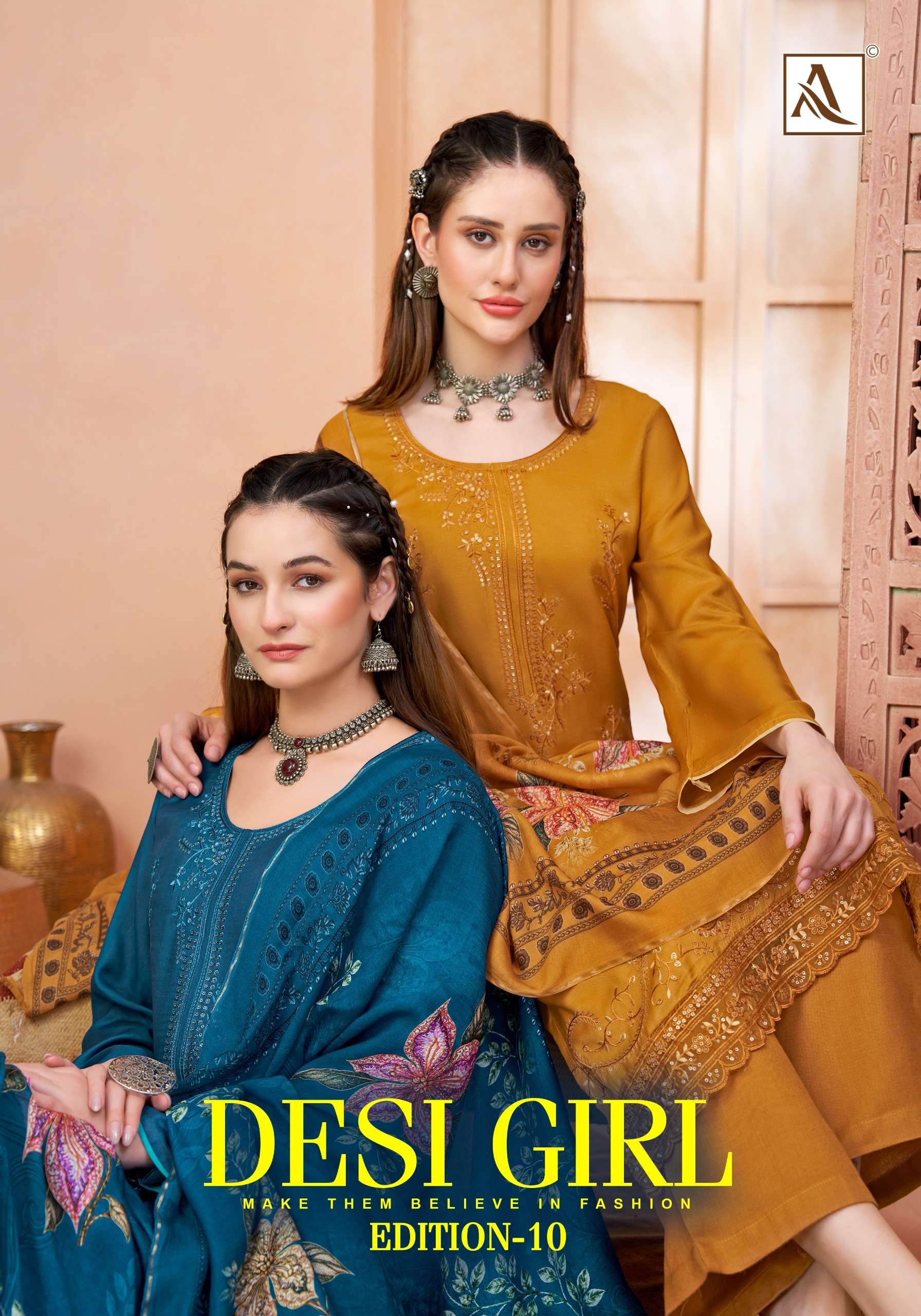 ALOK SUITS DESI GIRL EDITION 10 VISCOSE EMBROIDERY DESIGNER WORK SUIT