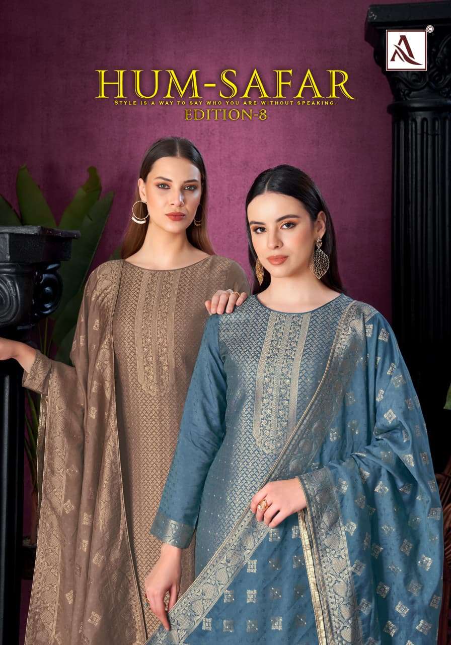 ALOK SUITS HUM SAFAR EDITION 8 VISCOSE MUSLIN JACQUARD DESIGNER WORK SUIT