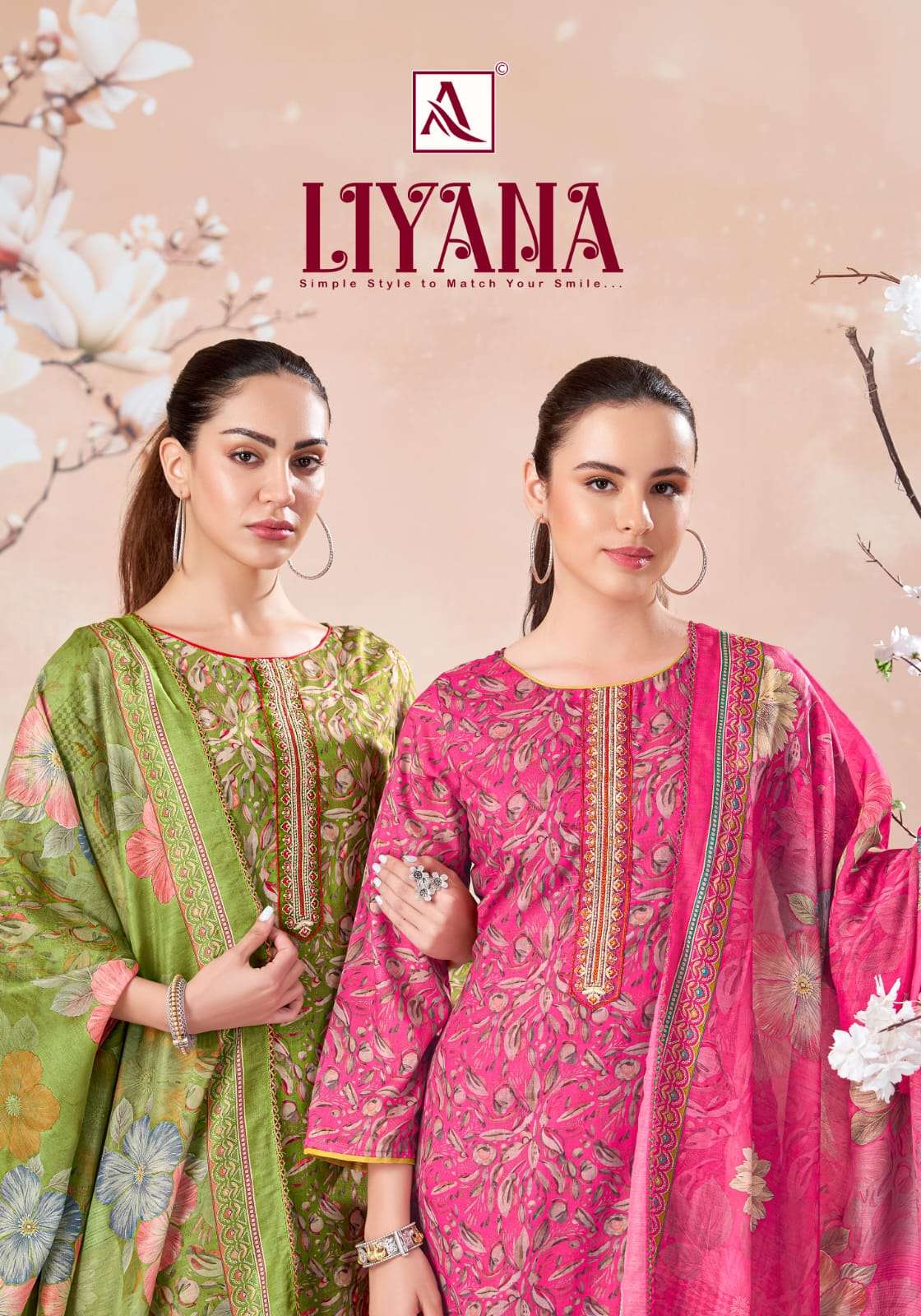 ALOK SUITS LIYANA CAMBRIC COTTON PRINT WITH FANCY WORK SUIT 