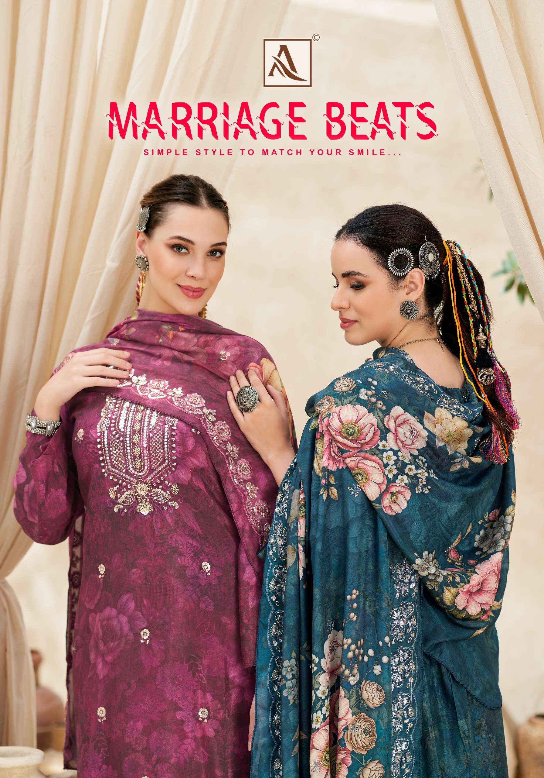 ALOK SUITS MARRIAGE BEATS VISCOSE DIGITAL PRINT WITH FANCY WORKS SUIT