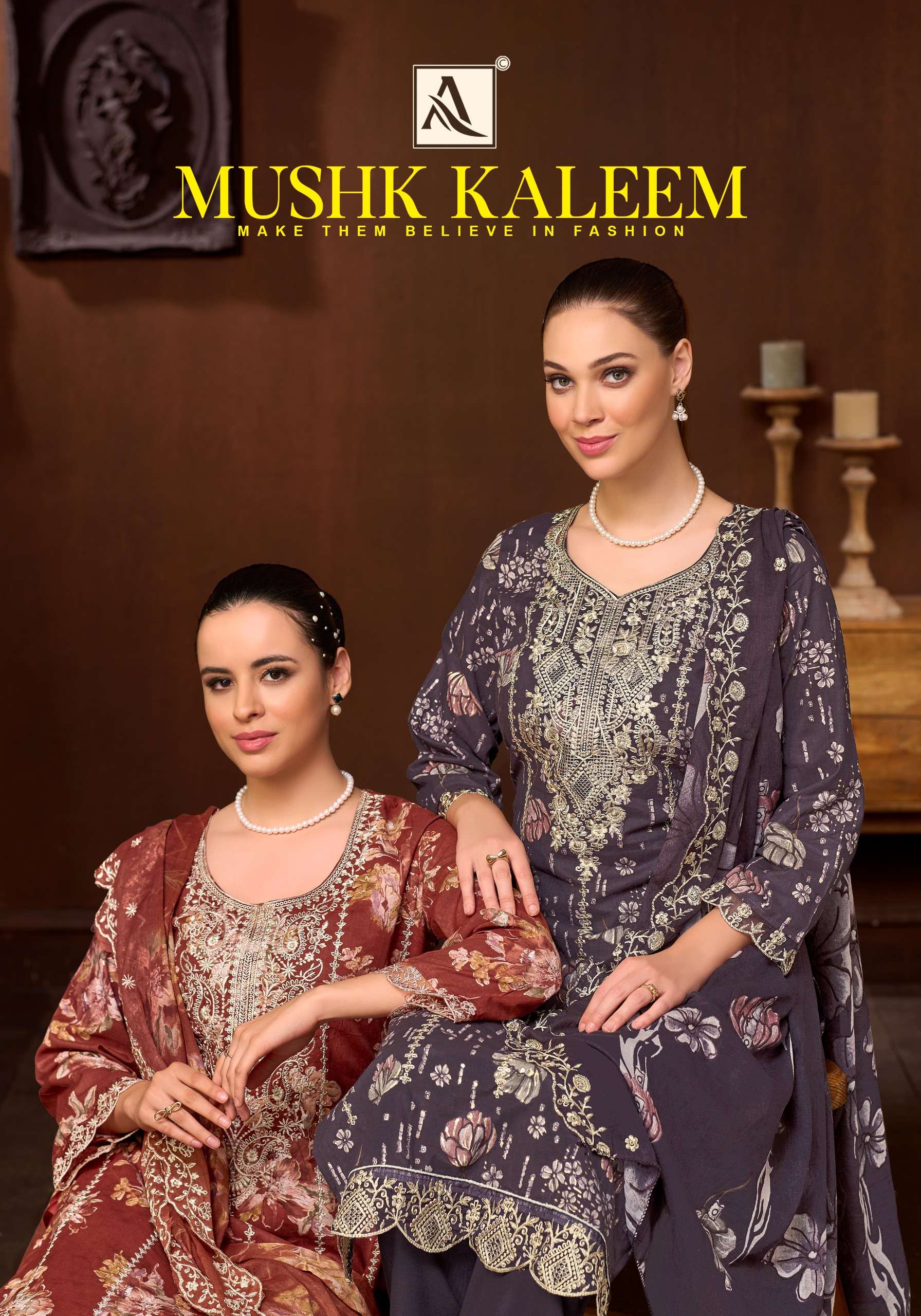 ALOK SUITS MUSHK KALEEM COTTON PRINT WITH FANCY EMBROIDERY WORKS SUIT