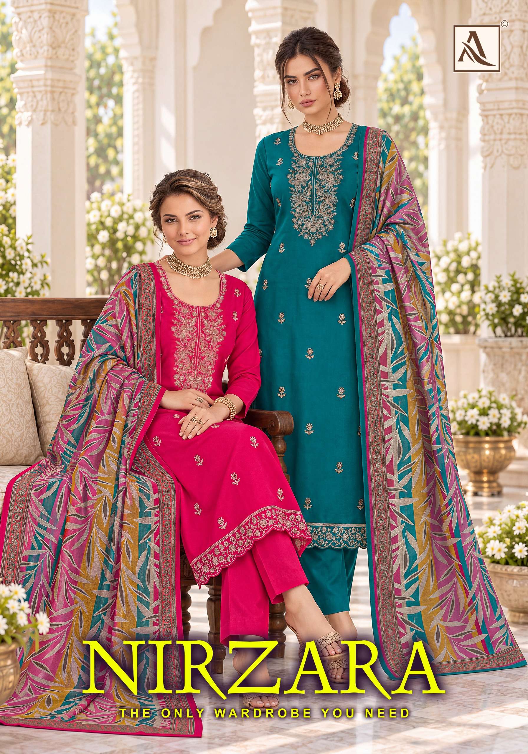 ALOK SUITS NIRZARA JAM COTTON EMBROIDERY DESIGNER WORK SUIT