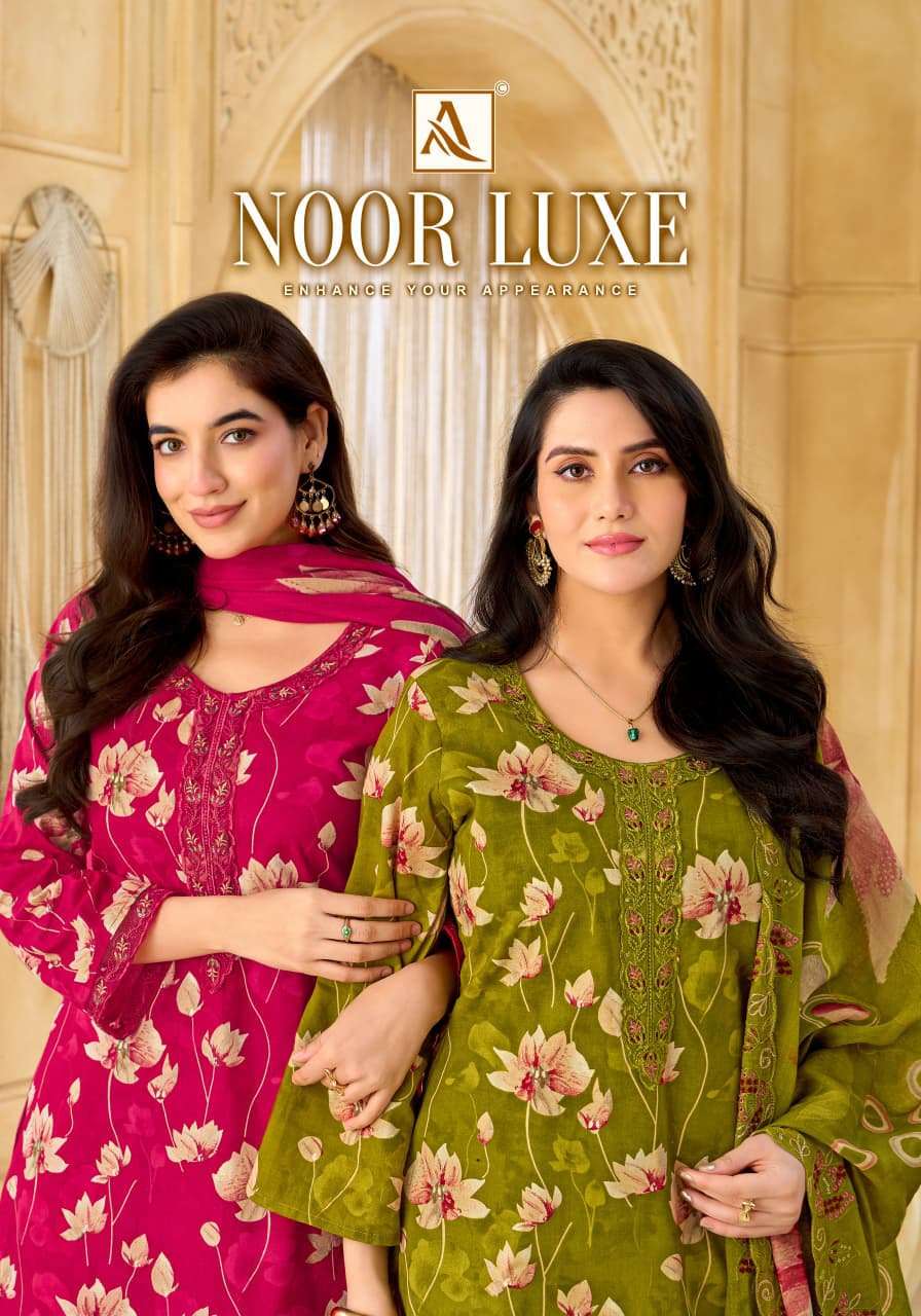 ALOK SUITS NOOR LUXE COTTON FOIL PRINT WITH FANCY EMBROIDERY WORK SUIT