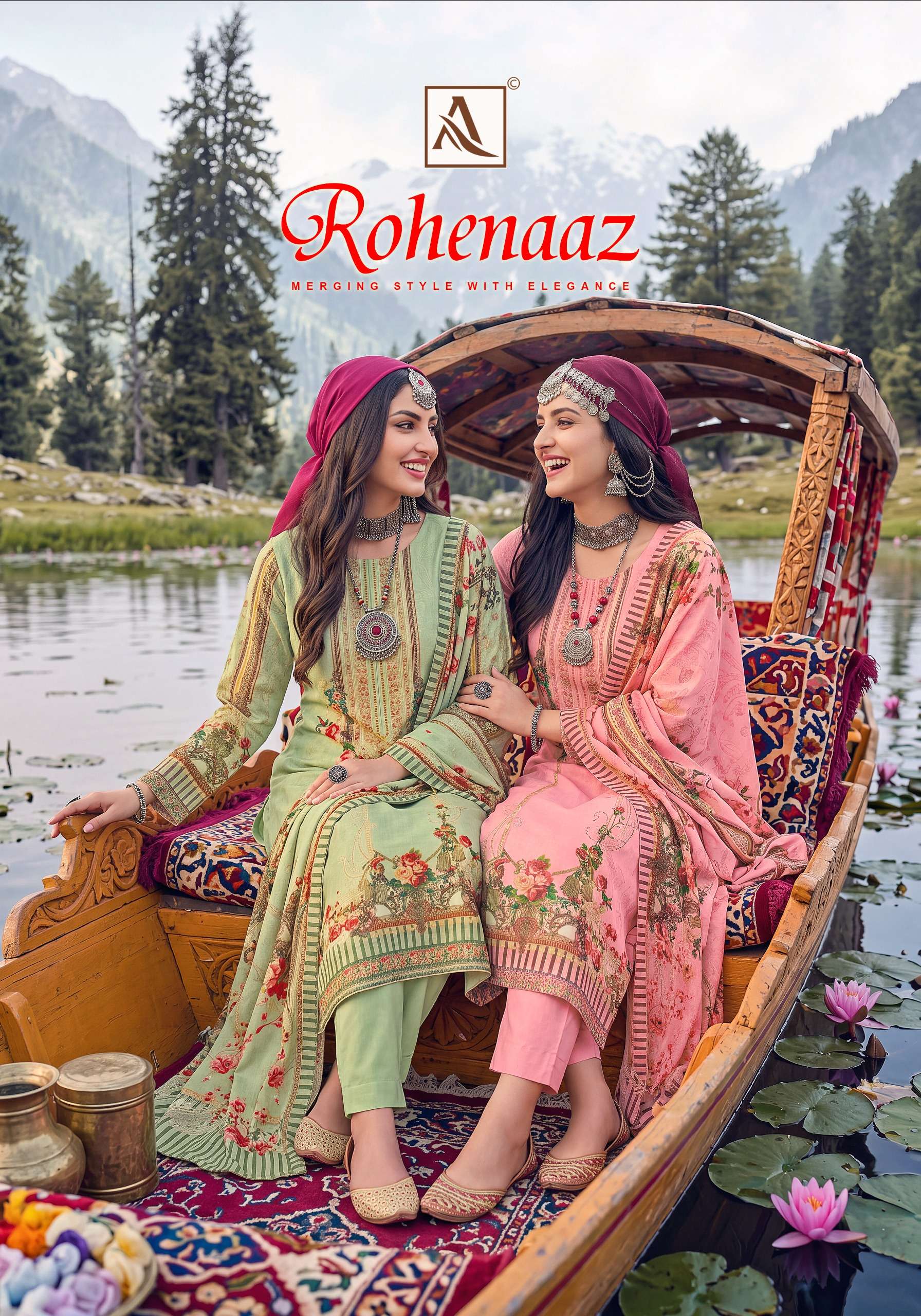 ALOK SUITS ROHENAAZ VISCOSE DESIGNER PRINT WITH FANCY EMBROIDERY WORK SUIT