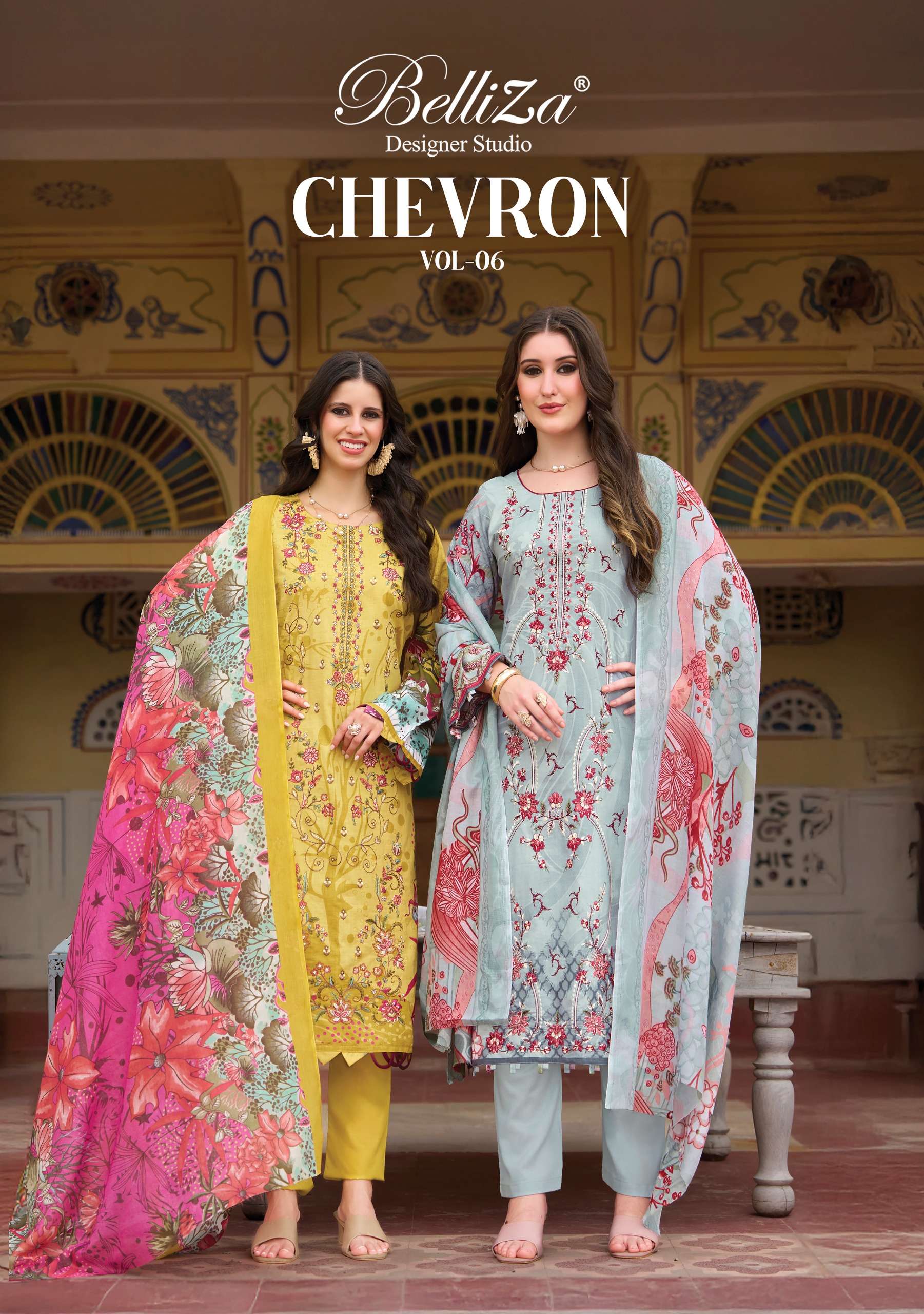 BELLIZA DESIGNER STUDIO CHEVRON VOL 6 COTTON DIGITAL PRINTS WITH EMBROIDERY WORK SUIT