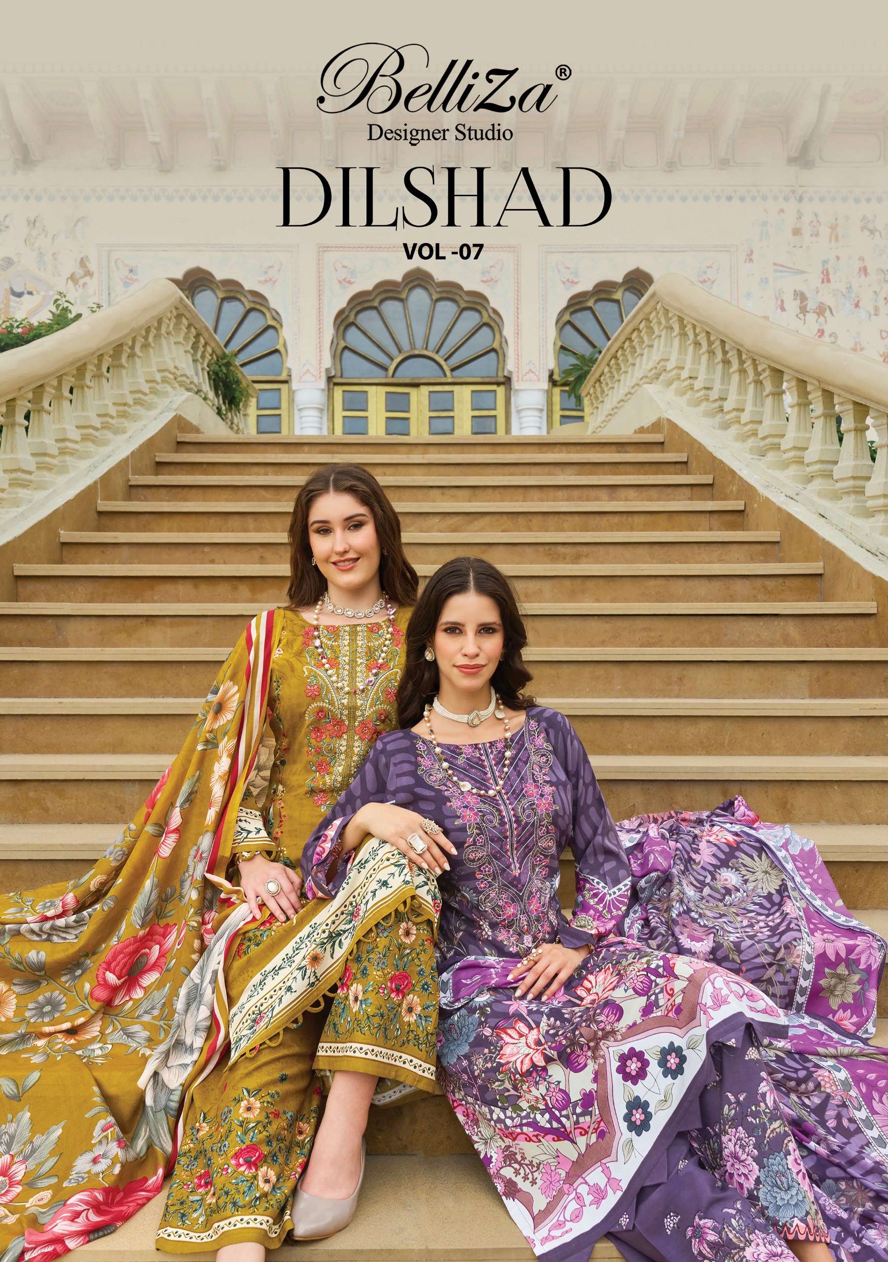 BELLIZA DESIGNER STUDIO DILSHAD VOL 7 VISCOSE DIGITAL PRINT WITH WORK SUIT