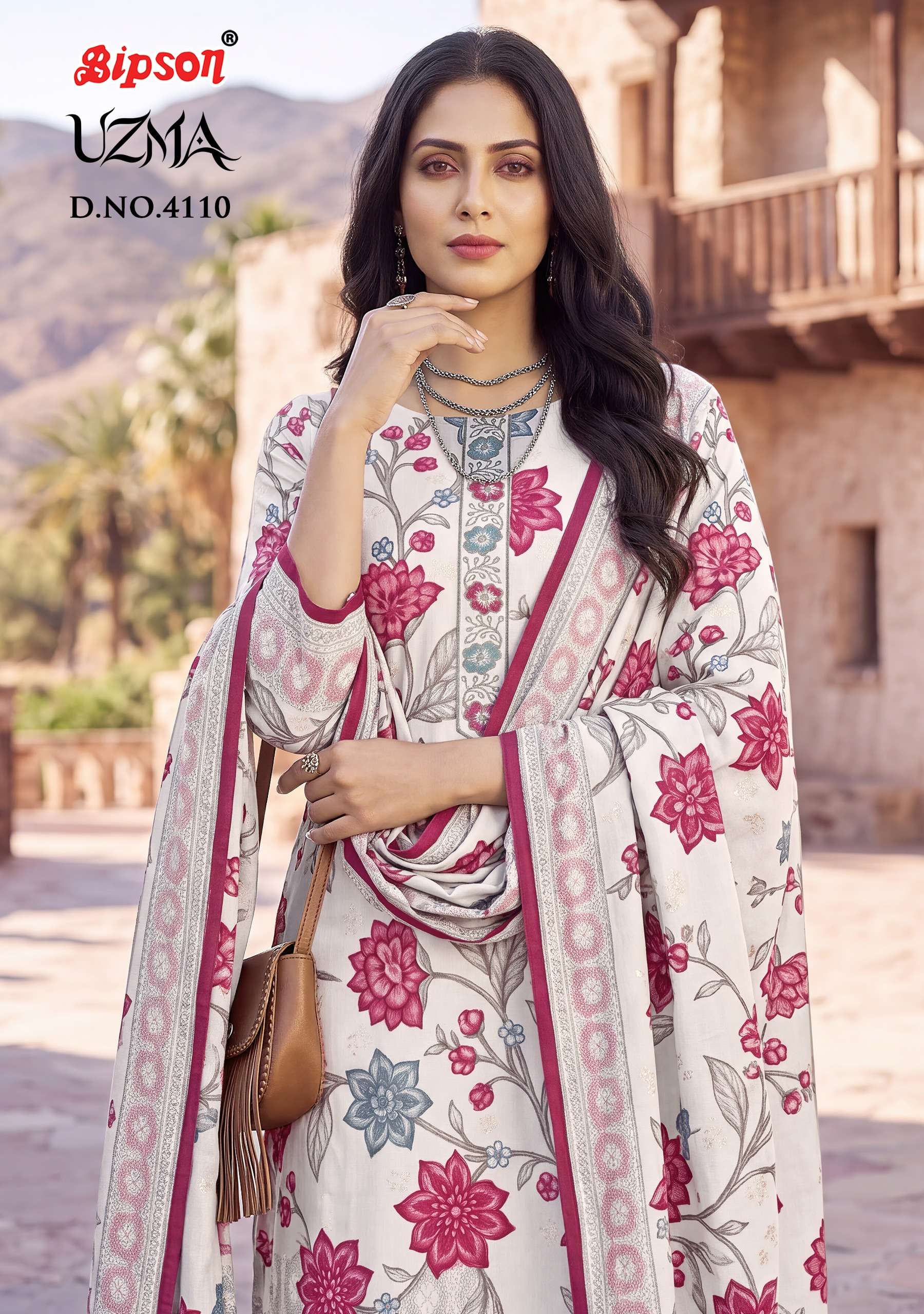 BIPSON PRINTS UZMA 4110 PASHMINA FOIL PRINT WITH EMBROIDERY WORK SUIT