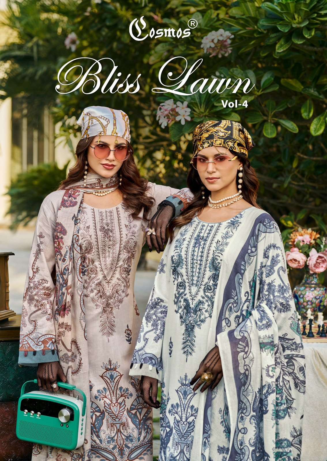 COSMOS FASHION BLISS LAWN VOL 4 LAWN COTTON DIGITAL PRINT WITH FANCY WORK SUIT 