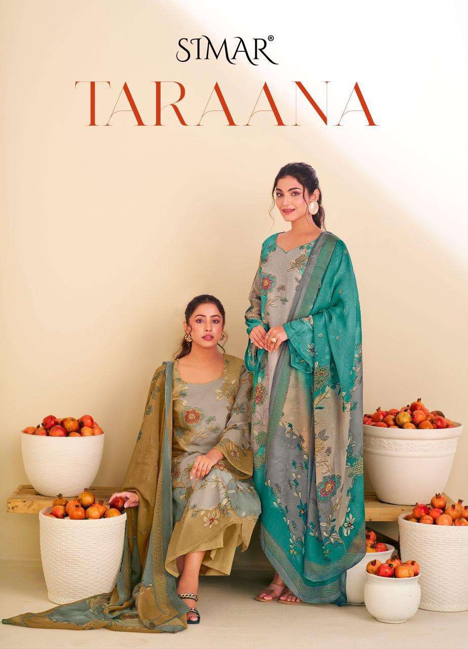 GLOSSY SIMAR TARAANA PASHMINA DIGITAL PRINT WITH FANCY WORKS SUIT