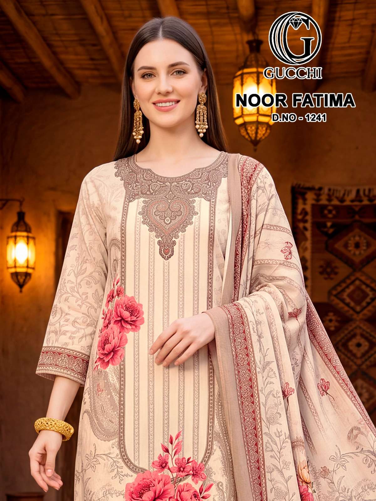 GUCCHI NOOR FATIMA 1241 PASHMINA DIGITAL PRINT WITH FANCY WORK SUIT 