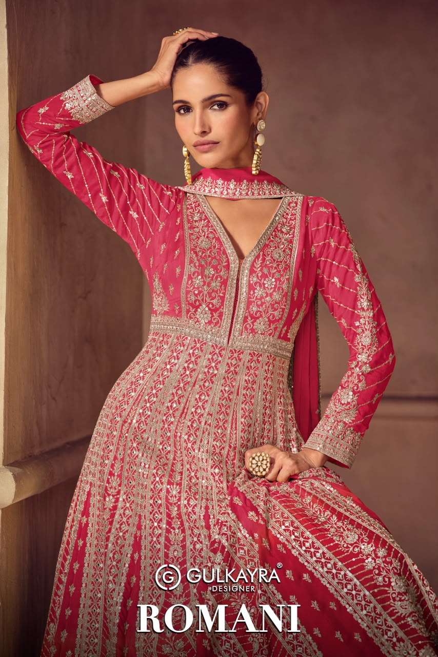 GULKAYRA DESIGNER ROMANI SHADED FABRIC HEAVY DESIGNER WEDDING WEAR GOWN DRESS 