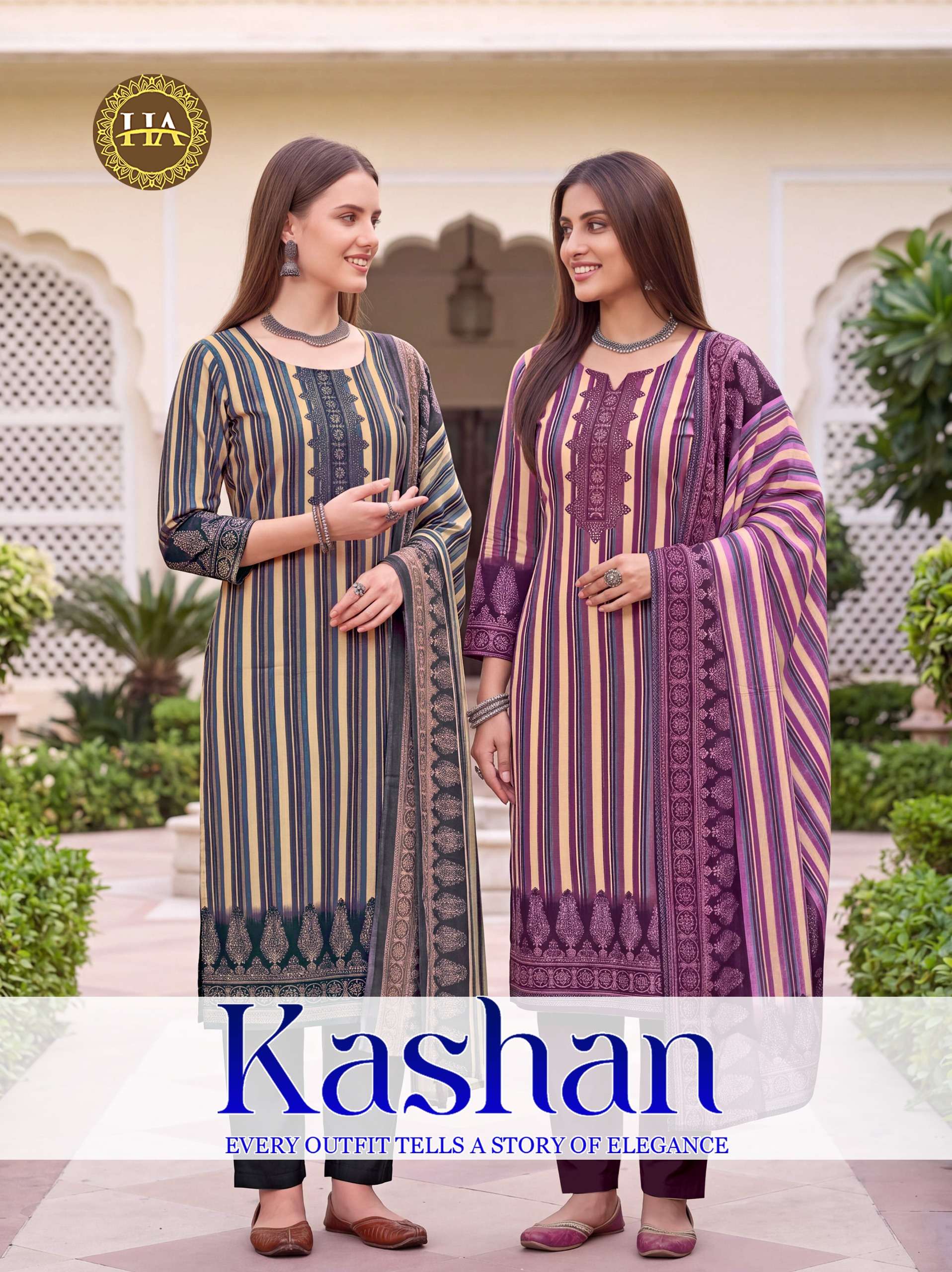 HARSHIT FASHION HUB KASHAN PASHMINA PRINT WITH SWAROVSKI WORK SUIT