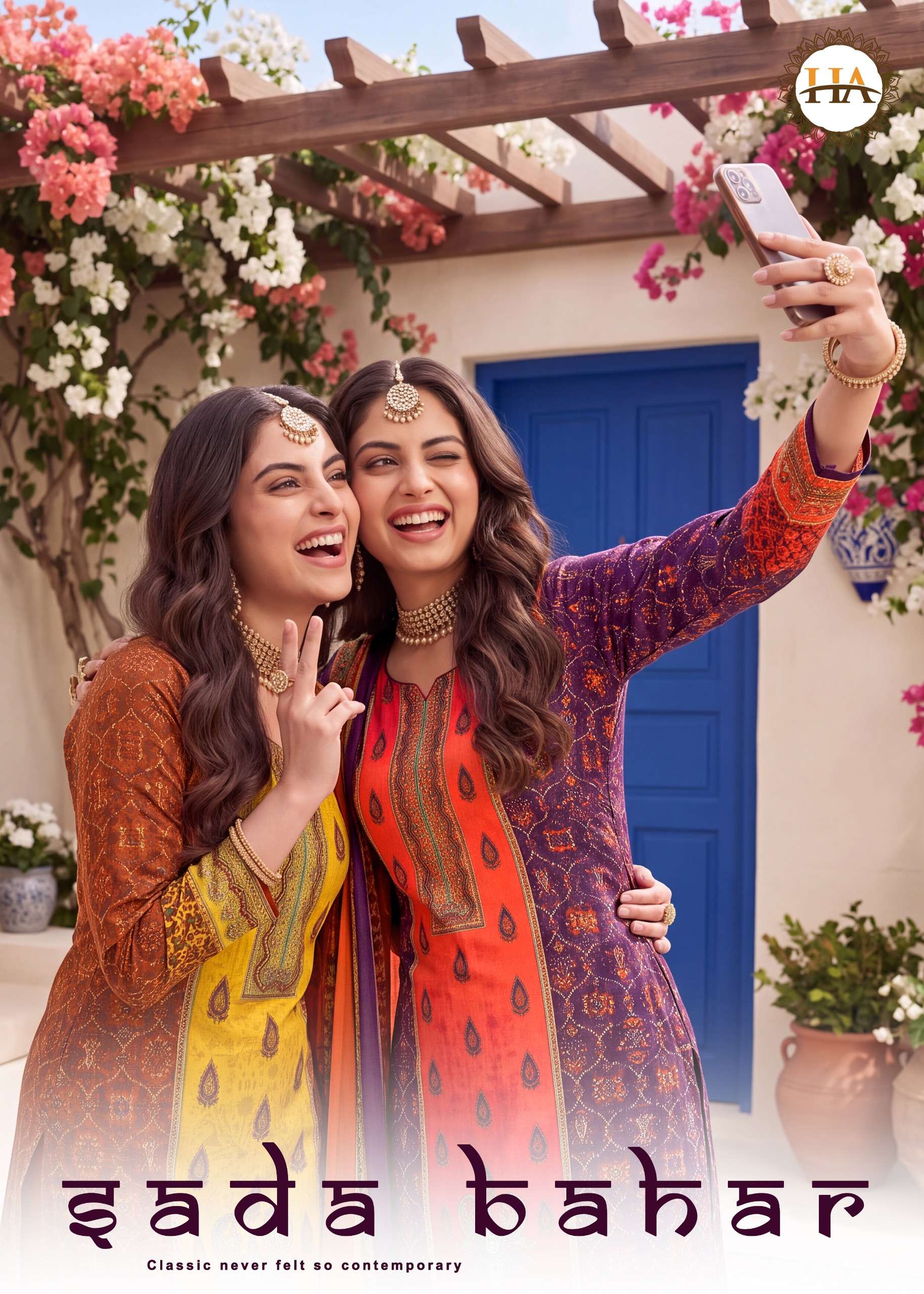 HARSHIT FASHION HUB SADA BAHAAR PASHMINA DIGITAL PRINT WITH FANCY WORK SUIT