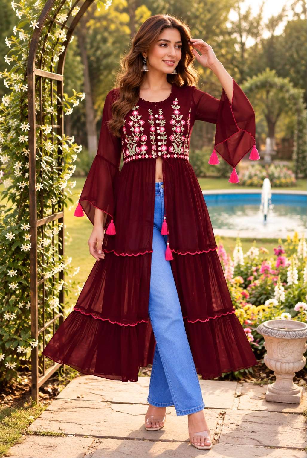 INLI PUSHPA GEORGETTE FANCY WEAR LADIES KURTI 