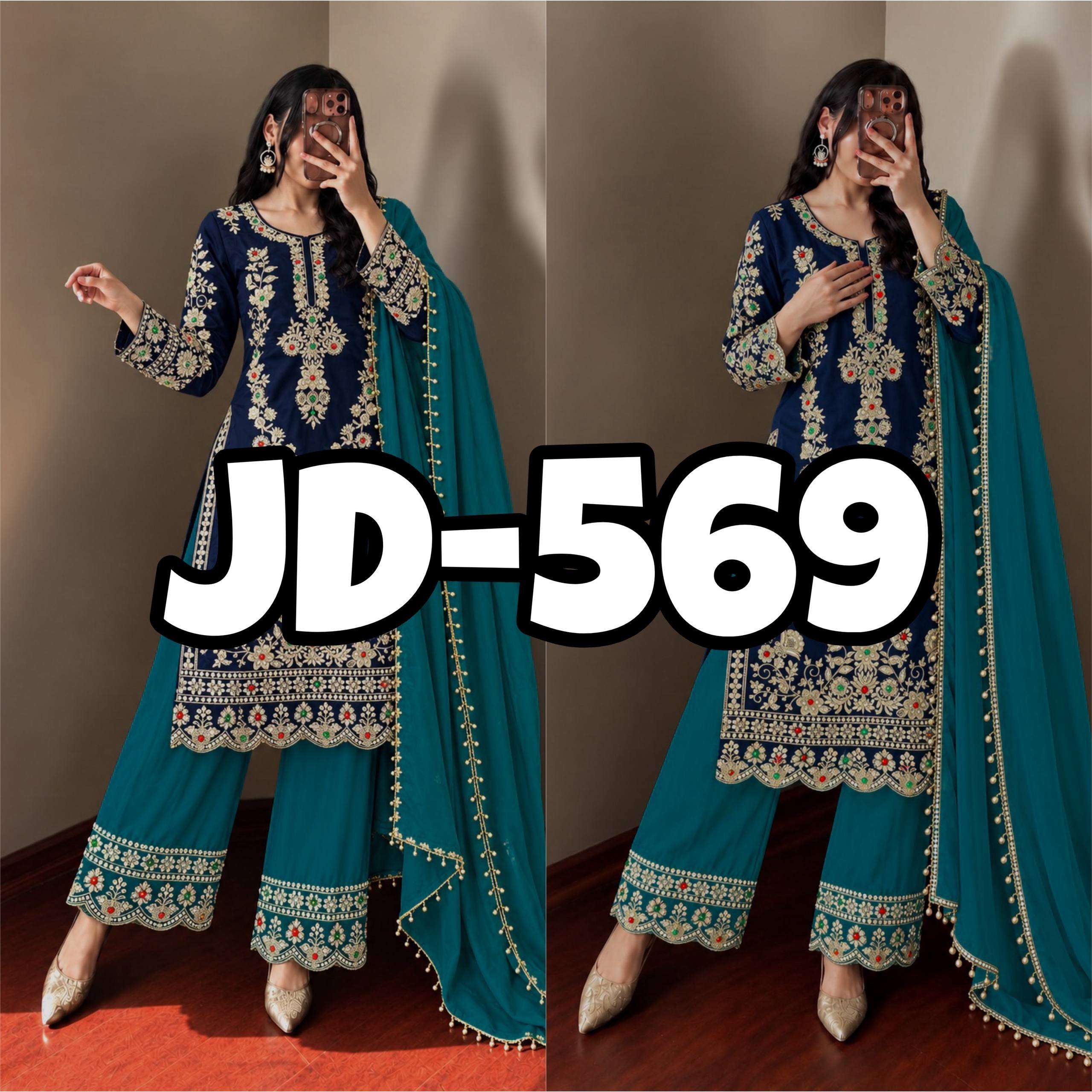 JD 659 CREPE SILK BEAUTIFUL KURTI PLAZZO WITH DUPATTA SET 
