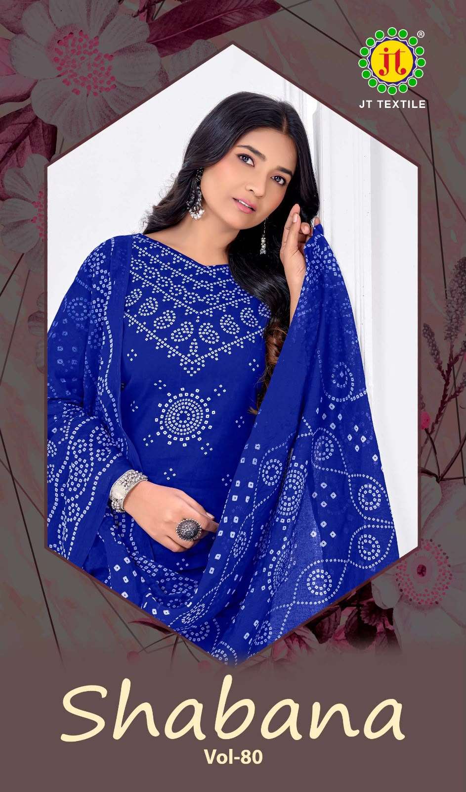 JT SHABANA VOL 80 COTTON BANDHANI PRINTED SALWAR SUIT