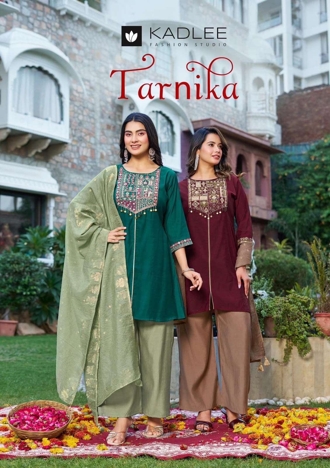 KADLEE FASHION TARNIKA SILK FANCY WORKS LADIES KURTI BOTTOM AND DUPATTA SET 