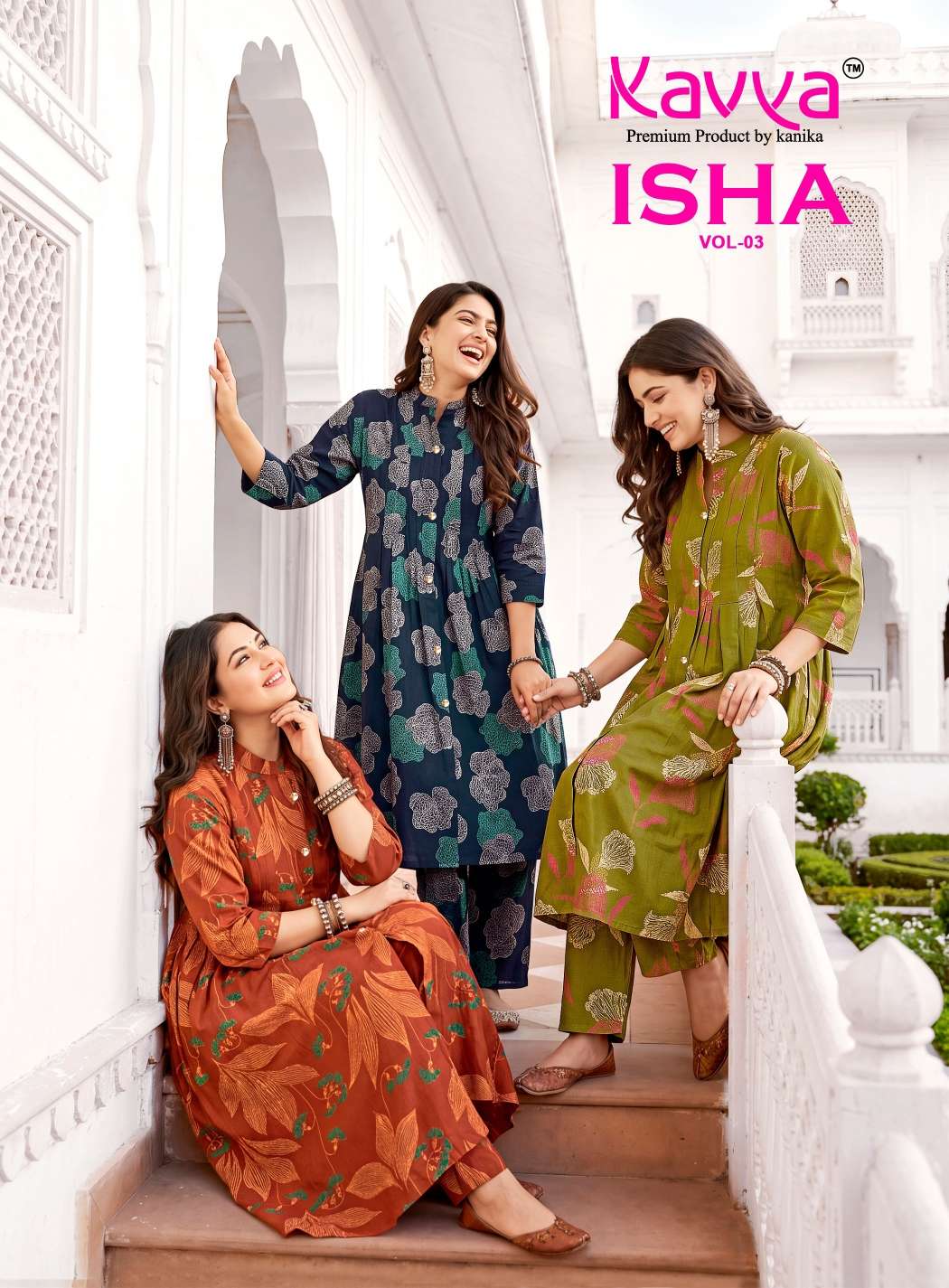 KAVYA ISHA VOL 3 FANCY PRINTED TOP WITH BOTTOM PAIR CO-ORD SET
