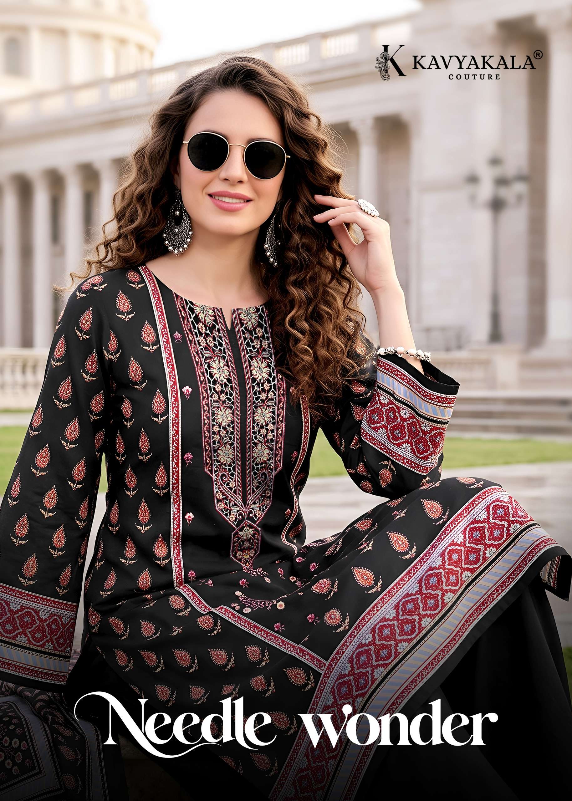 KAVYA‎‎‎ KALA COUTURE NEEDLE WONDER COTTON DIGITAL PRINTS WITH FANCY WORK SUIT