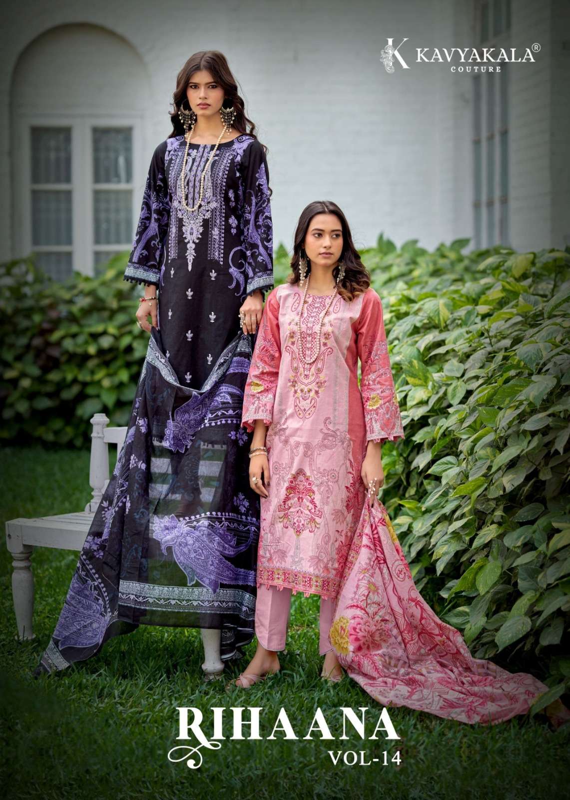 KAVYA‎‎ KALA COUTURE RIHAANA VOL 14 LAWN COTTON WITH‎ EMBROIDERY WORK SUIT