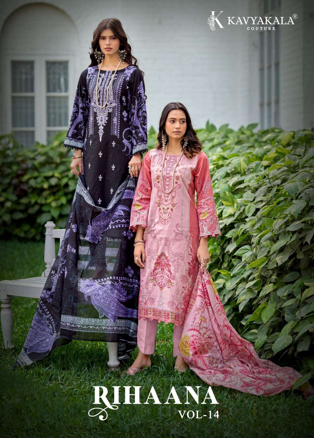 KAVYA‎‎ KALA COUTURE RIHAANA VOL 15 LAWN COTTON DIGITAL PRINTS WITH FANCY WORK SUIT