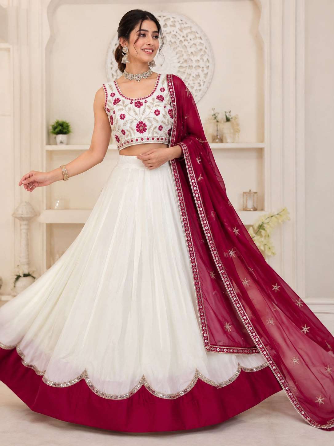 KD 02 COTTON BEAUTIFUL EMBROIDERY DESIGNER WORK NAVRATRI WEAR LEHENGA CHOLI WITH DUPATTA SET 