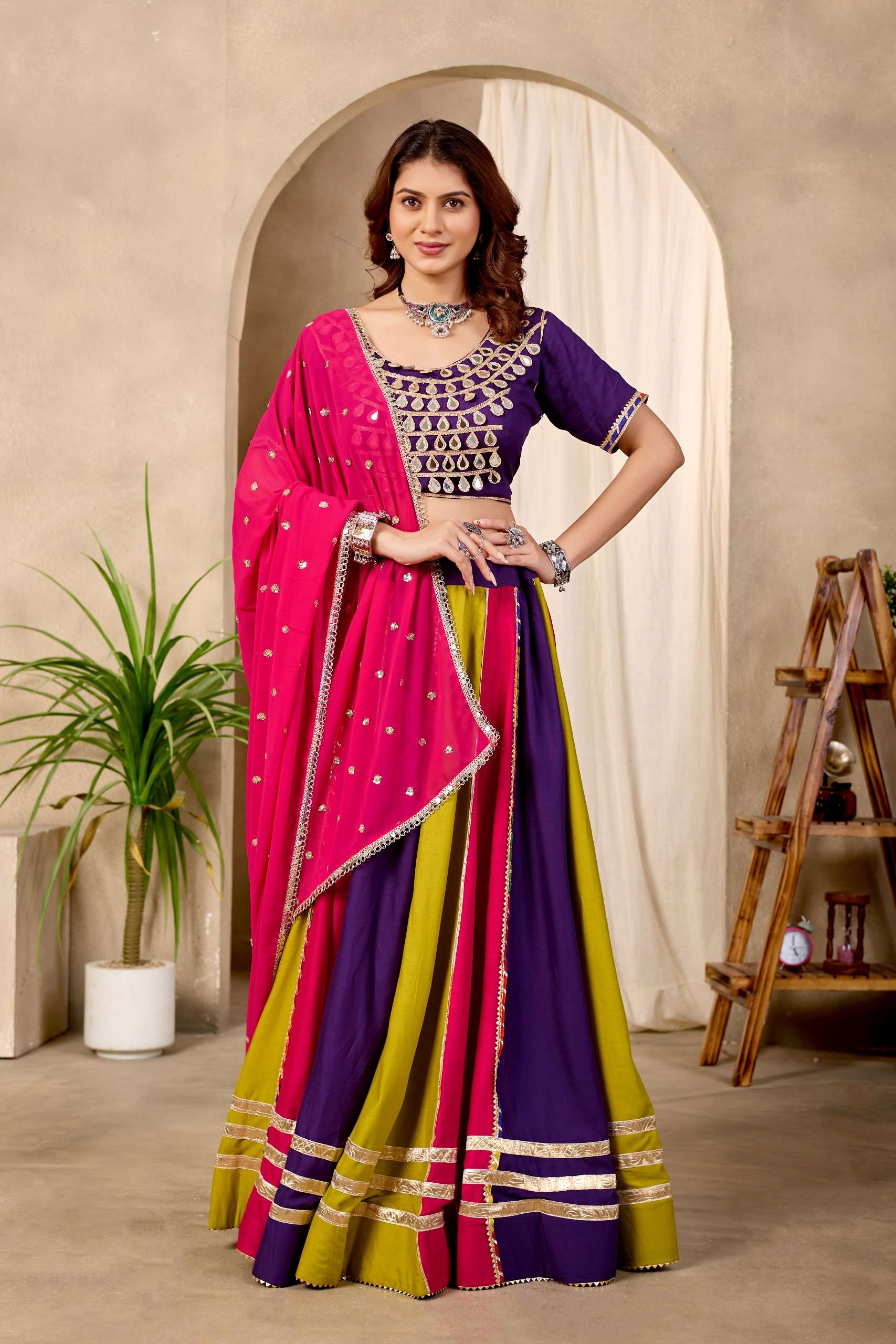 KD 13 COTTON DESIGNER WORK NAVRATRI WEAR LEHENGA CHOLI WITH DUPATTA SET 