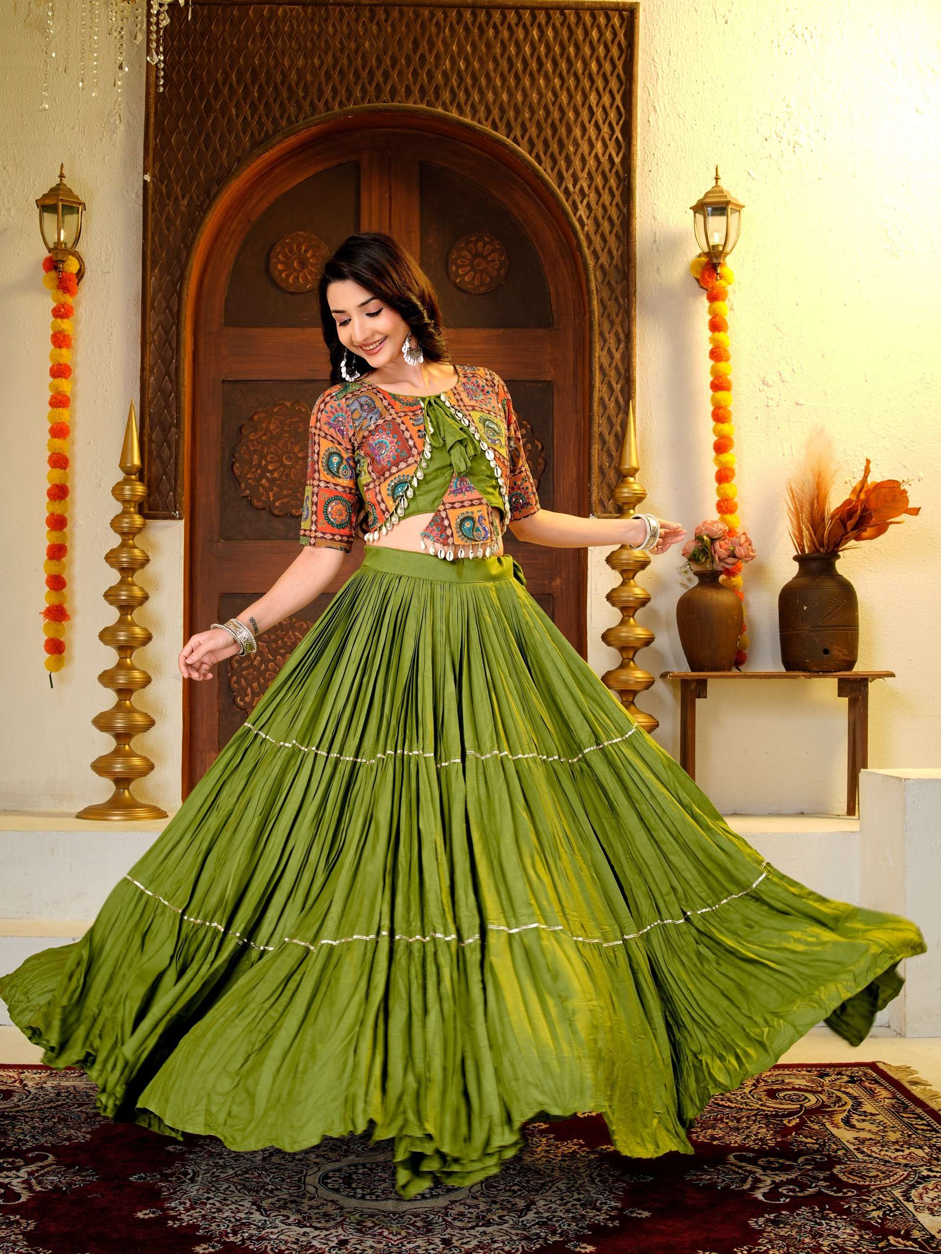 KD 14 COTTON DESIGNER WORK NAVRATRI WEAR LEHENGA CHOLI 