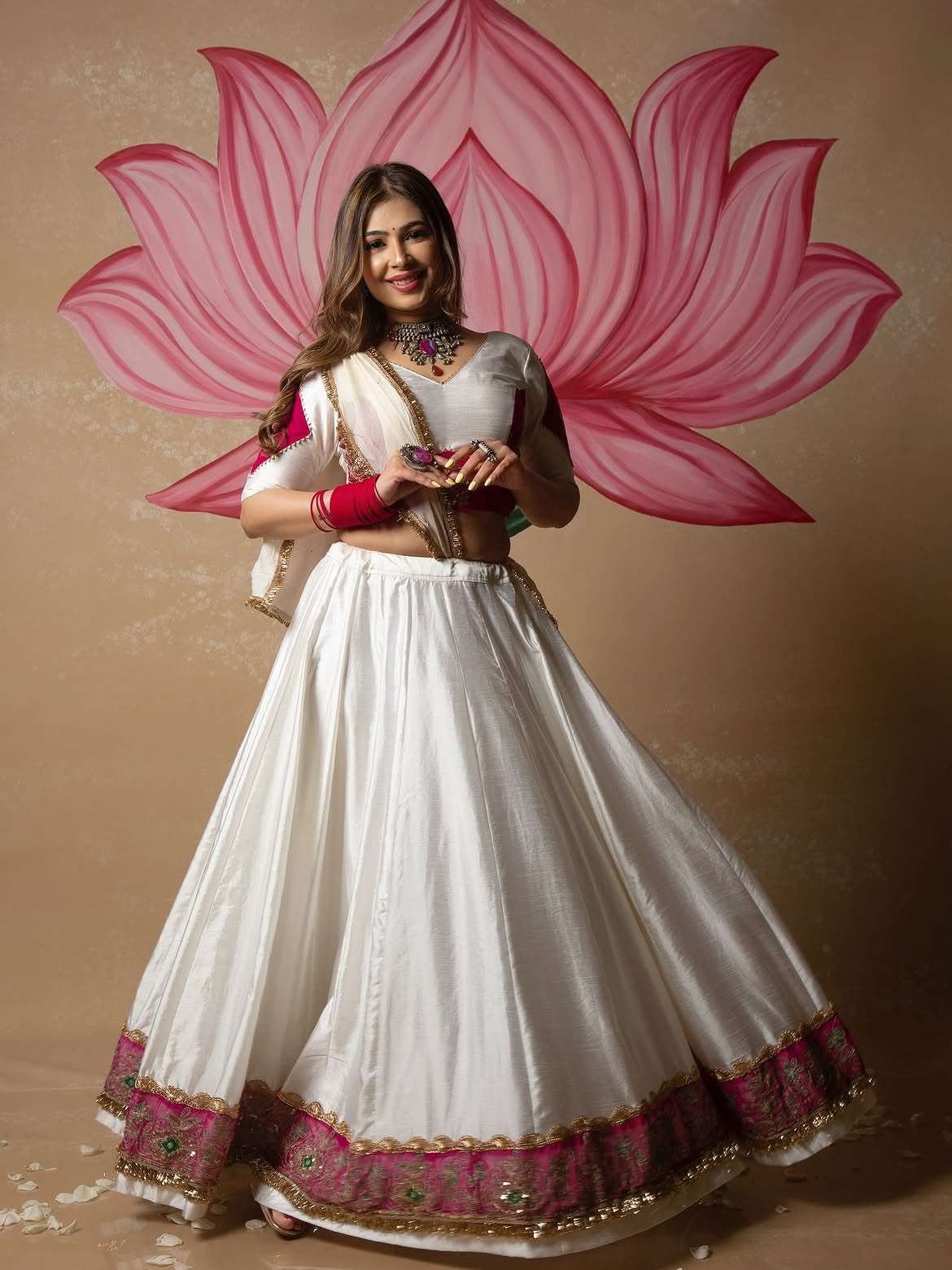KD 18 CHINON FABRIC DESIGNER WORK NAVRATRI WEAR LEHENGA CHOLI COLLECTION 