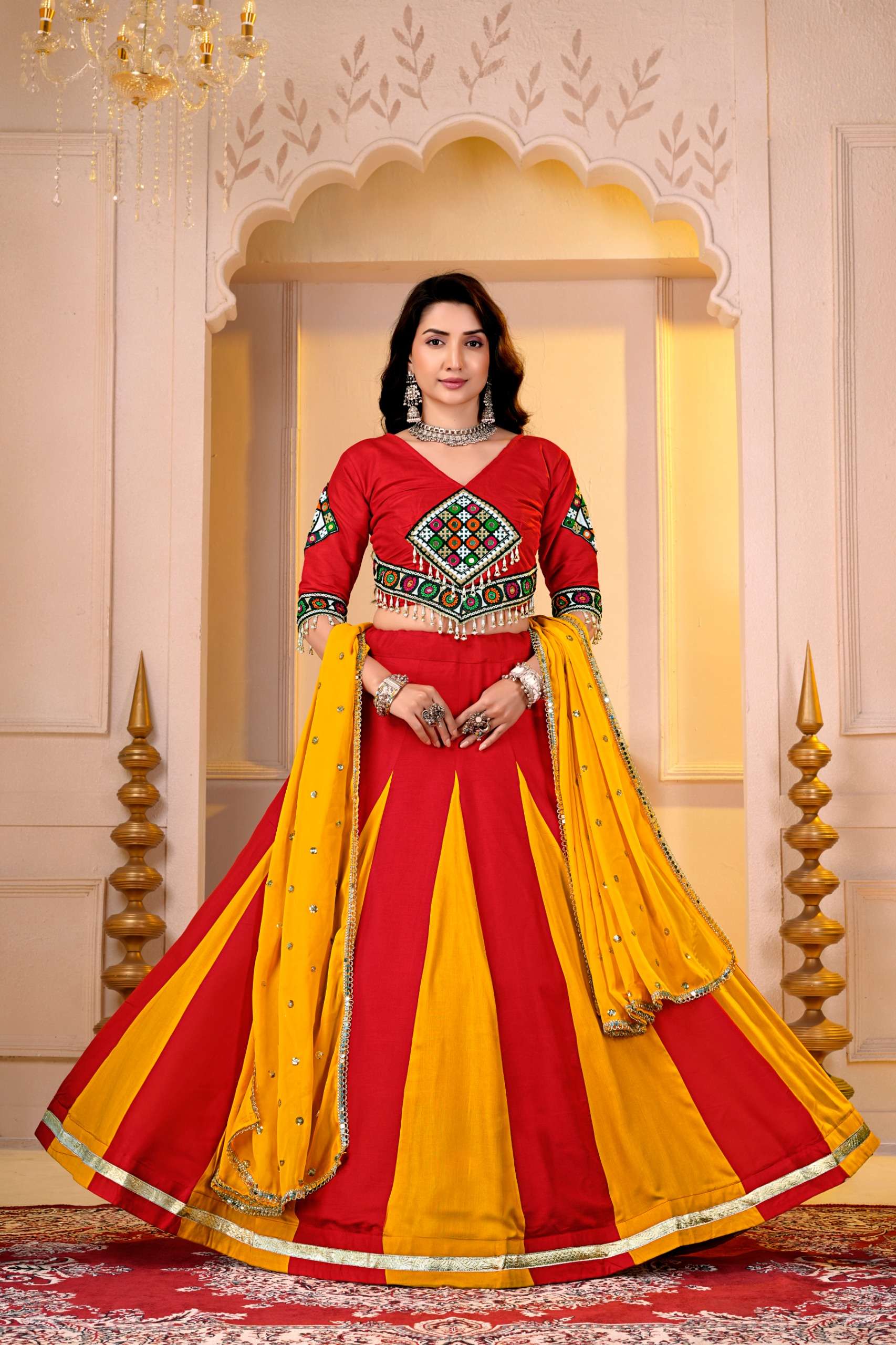 KD 19 COTTON DESIGNER WORK NAVRATRI WEAR LEHENGA CHOLI WITH DUPATTA SET 