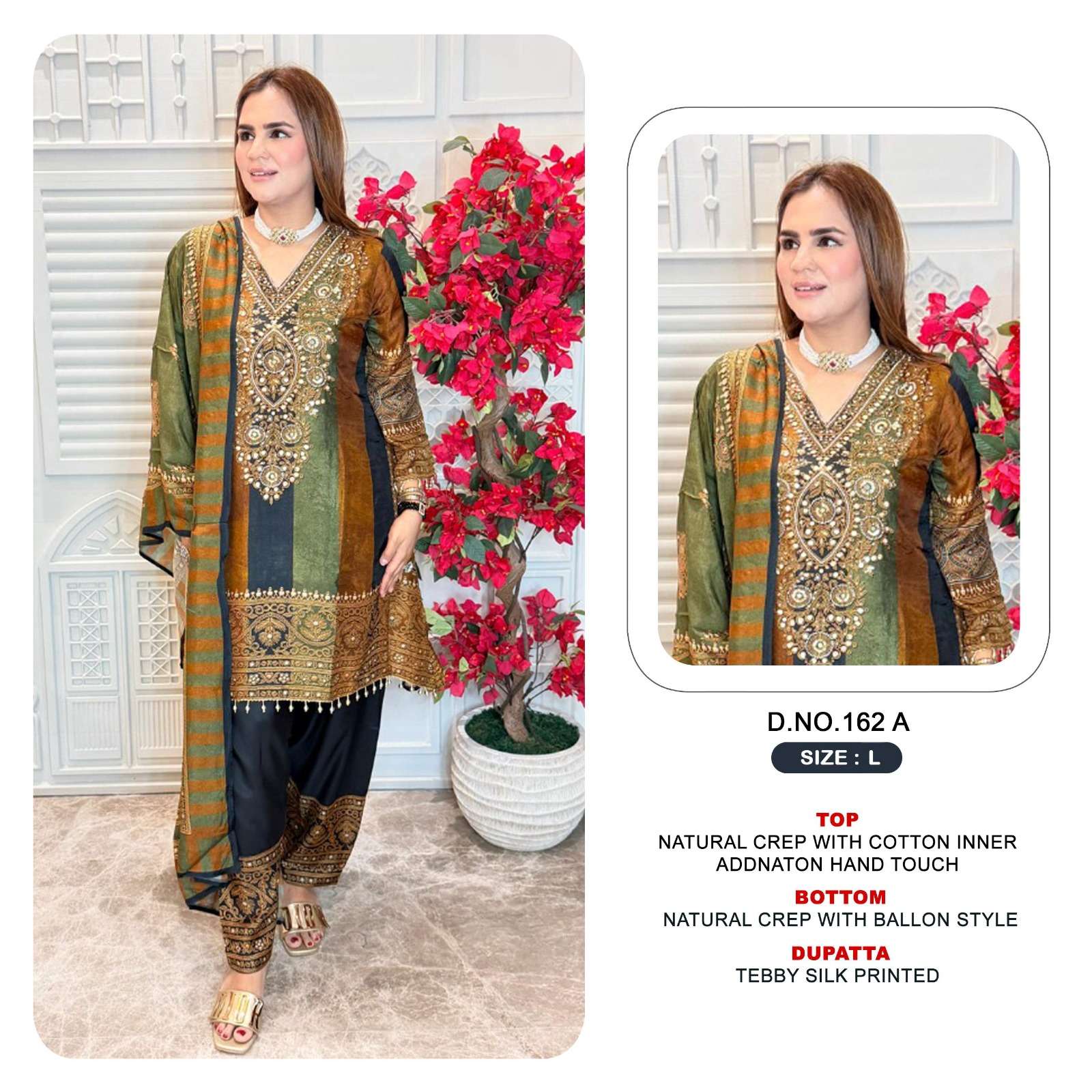 KHAS FASHION D NO 162 AB CREPE DIGITAL PRINT WITH DESIGNER WORK SUIT 
