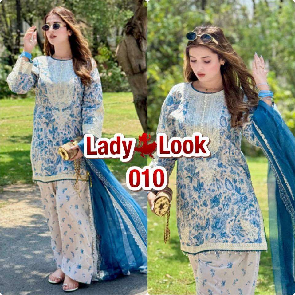 LADY LOOK 010 CREPE DESIGNER WORK PARTY WEAR LADIES TOP FARSHI PLAZZO AND DUPATTA SET 