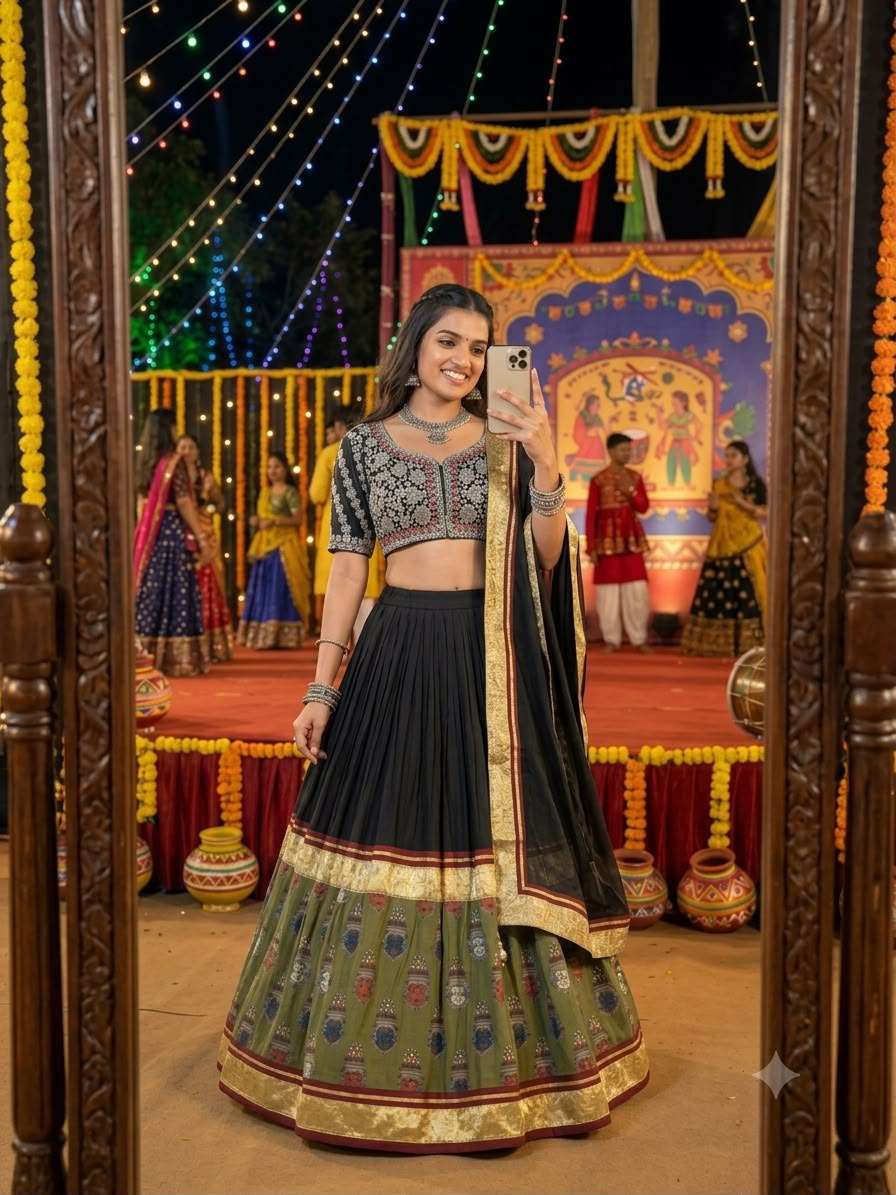 LG 662 RAYON REAL MIRROR WORK DESIGNER LAHENGA CHOLI WITH DUPATTA SET 