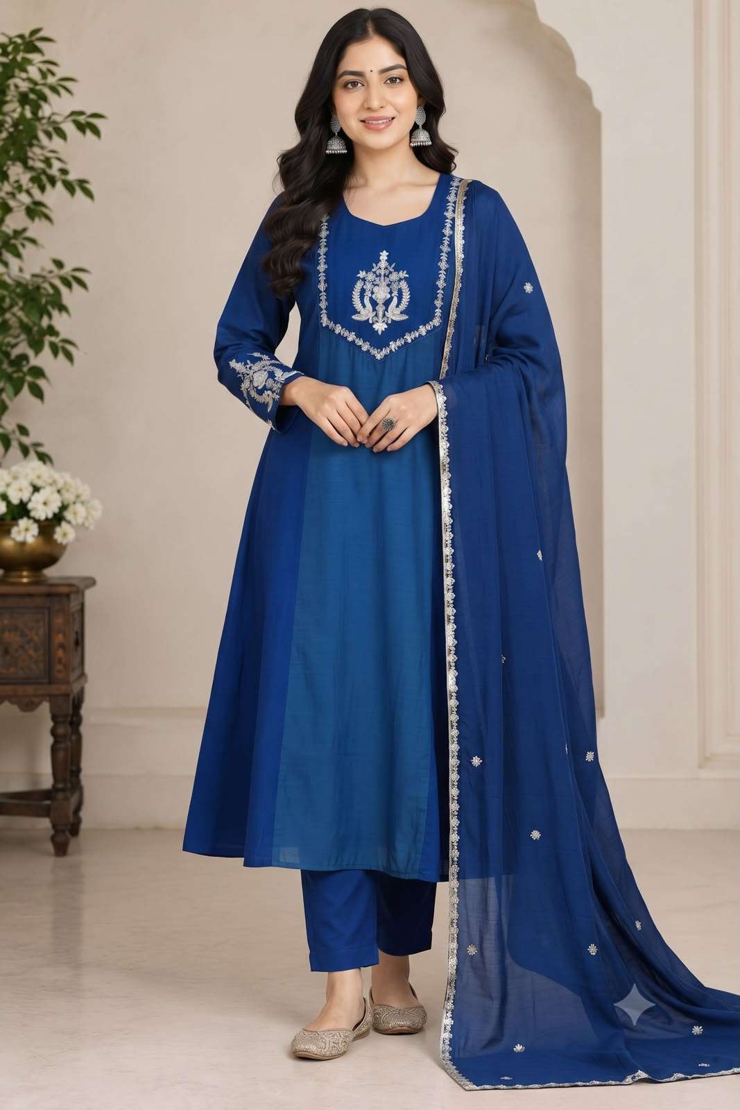 LM 38 CHANDERI SILK DESIGNER WORK FESTIVE WEAR LADIES 3PCS SET COLLECTION 