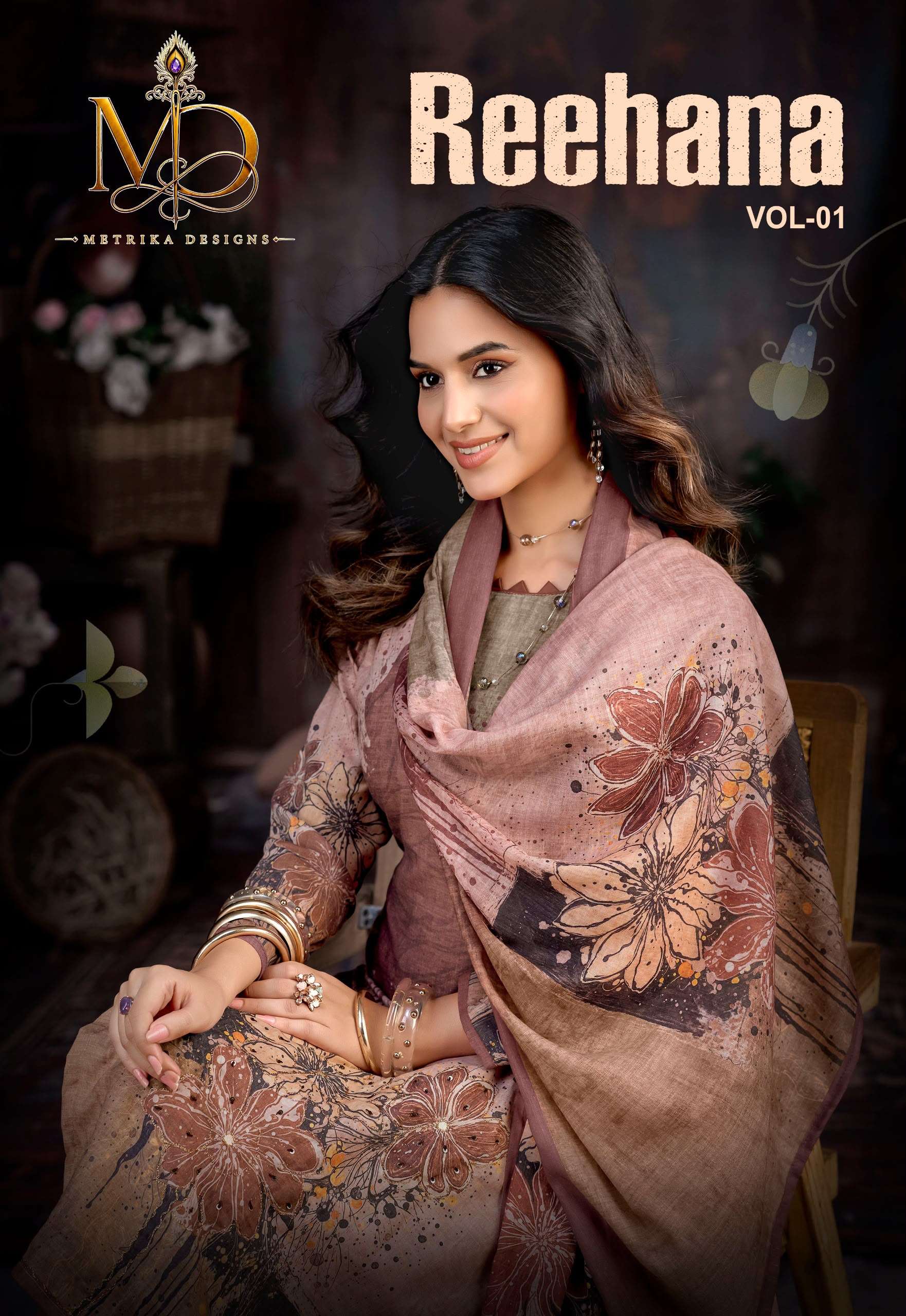 METRIKA DESIGNS REEHANA VOL 1 COTTON DIGITAL PRINT WITH FANCY WORK SUIT