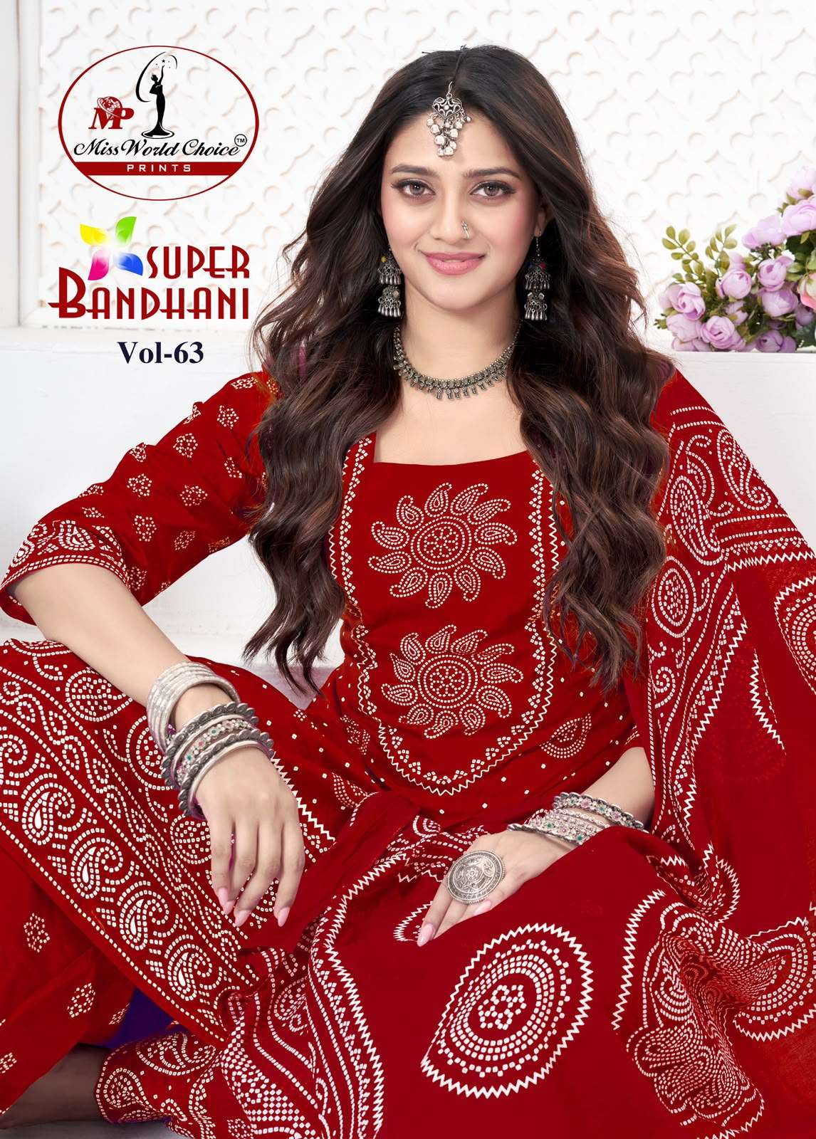MISS WORLD CHOICE SUPER BANDHANI VOL 63 COTTON PRINTED PATIYALA SALWAR SUIT 