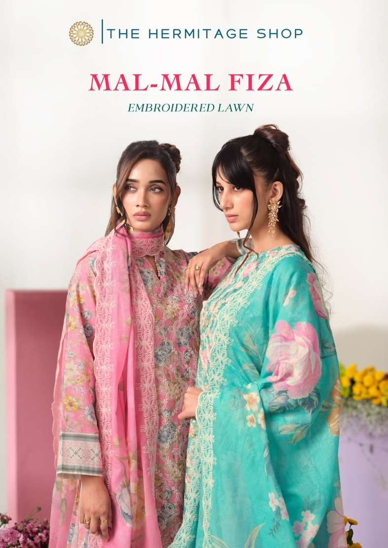 MUMTAZ ARTS MAL MAL FIZA LAWN COTTON PRINT WITH FANCY DESIGNER WORK SUIT