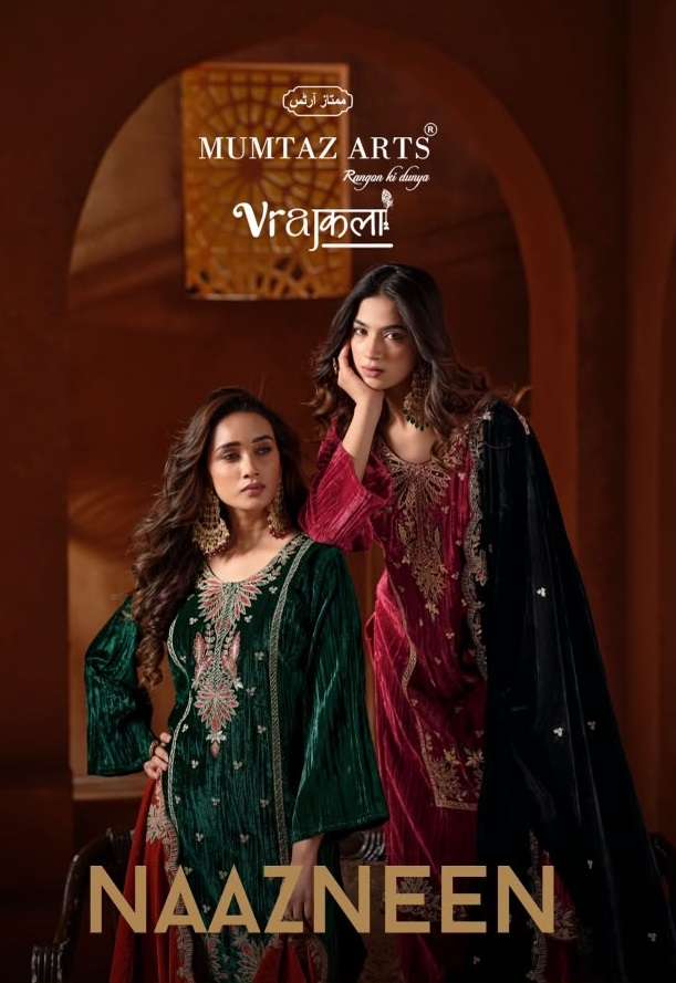 MUMTAZ ARTS NAAZNEEN VELVET HEAVY DESIGNER WORKED SUIT