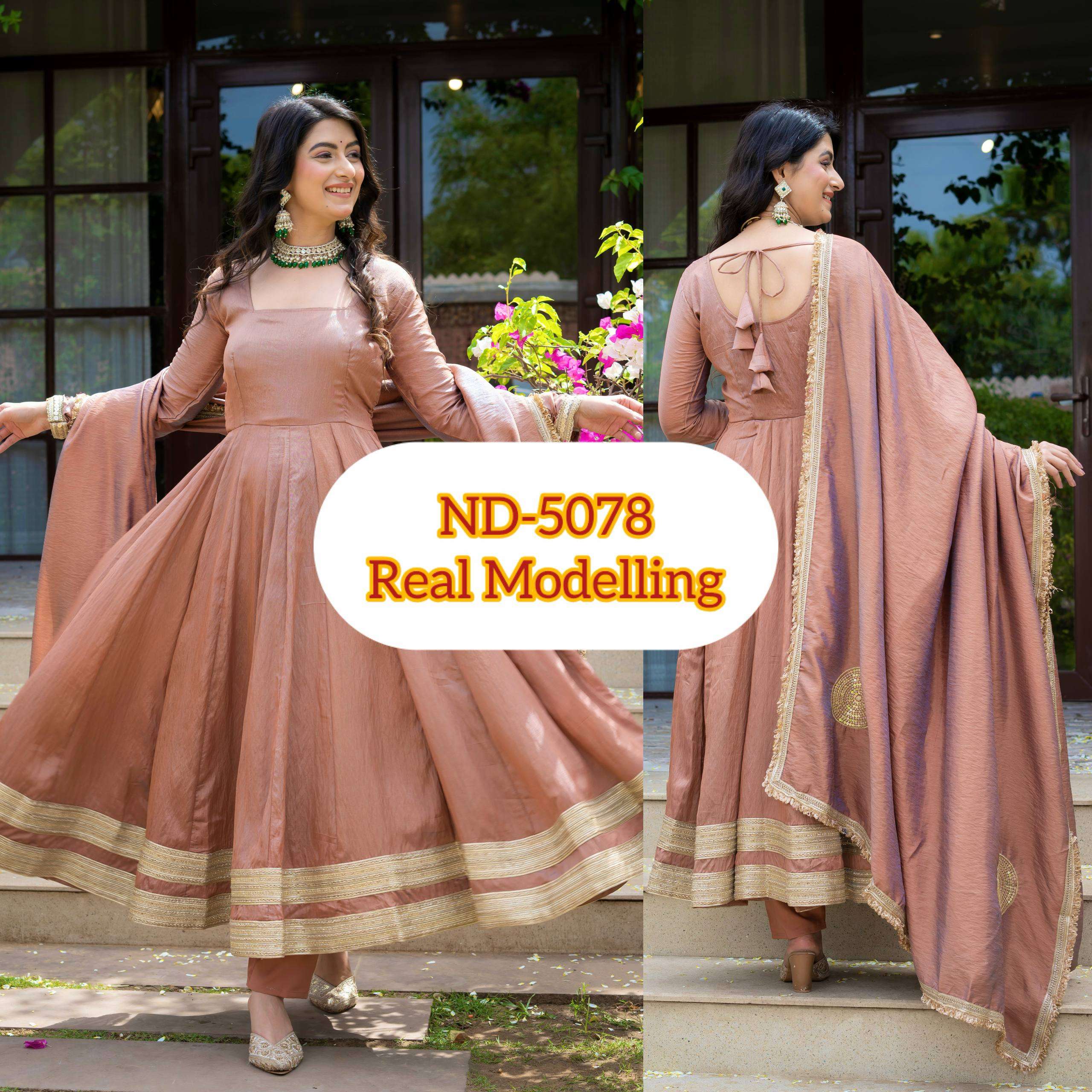 ND 5078 SILK PREETY LOOK DESIGNER PARTY WEAR ANARKALI GOWN STYLE DRESS 