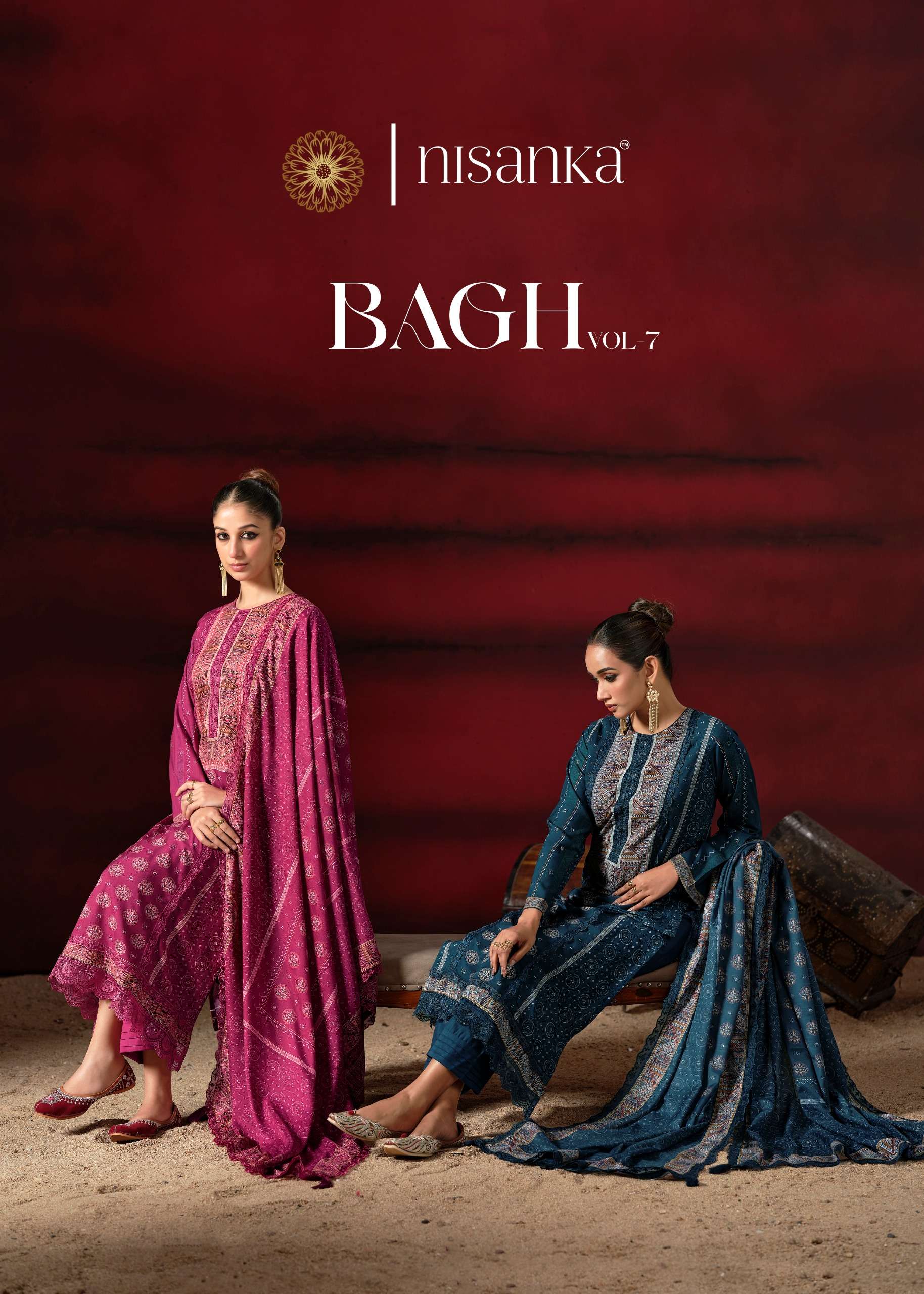NISANKA LIFESTYLES BAGH VISCOSE DIGITAL PRINT WITH EMBROIDERY DESIGNER WORK SUIT 